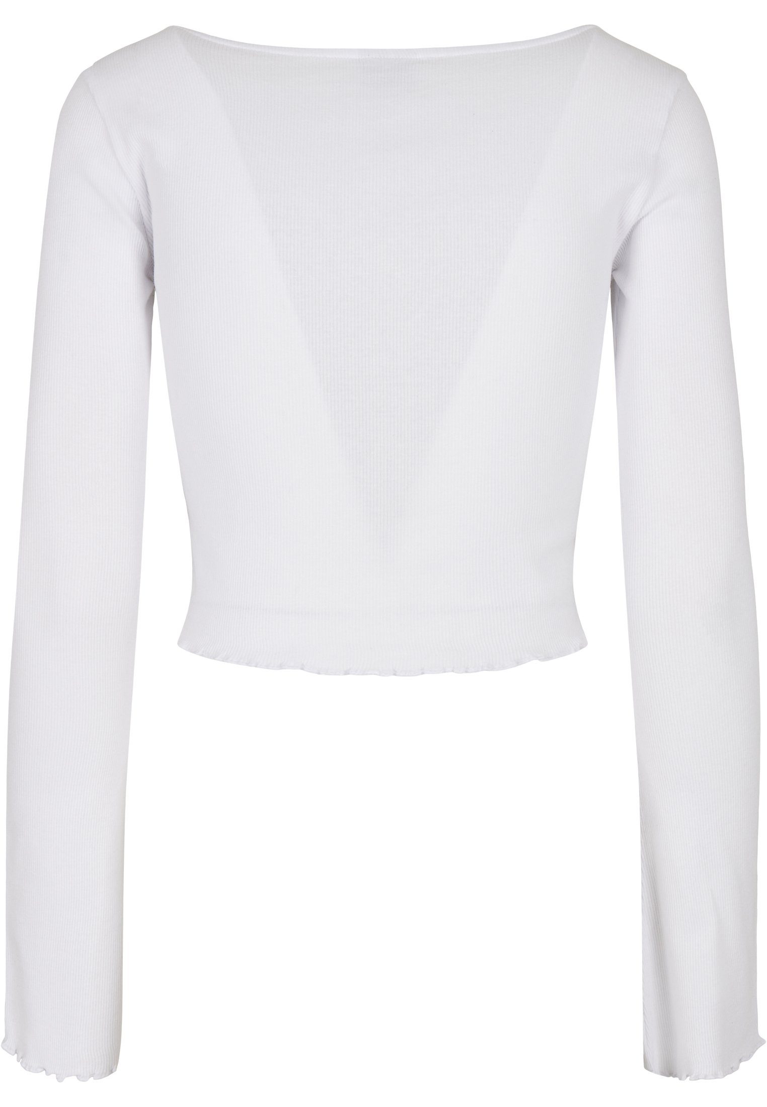 Damen Cardigan URBAN CLASSICS Cropped Ladies (1-tlg) Rib Langarmshirt white