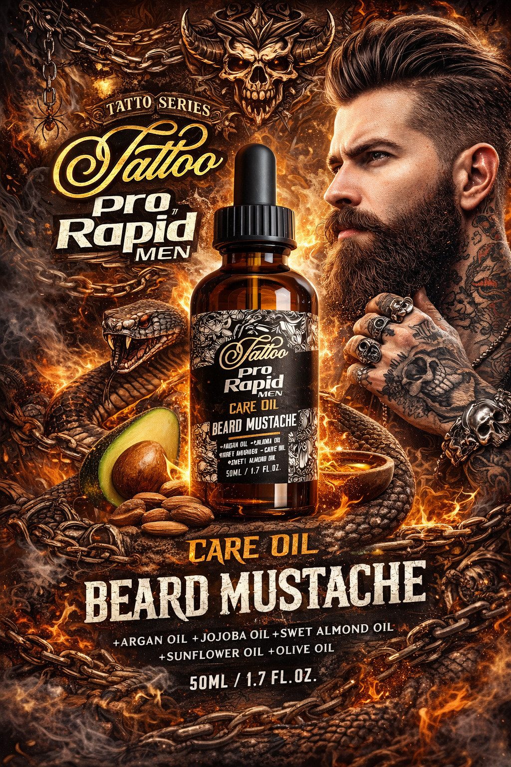 Pro Rapid Men Bartöl Pro Rapid BEARD & MUSTACHE CARE OIL 50 ML