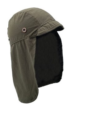 Outbacker Flat Cap Fliegermütze mit aufrollbarem Nackenschutz aus leichter Baumwolle