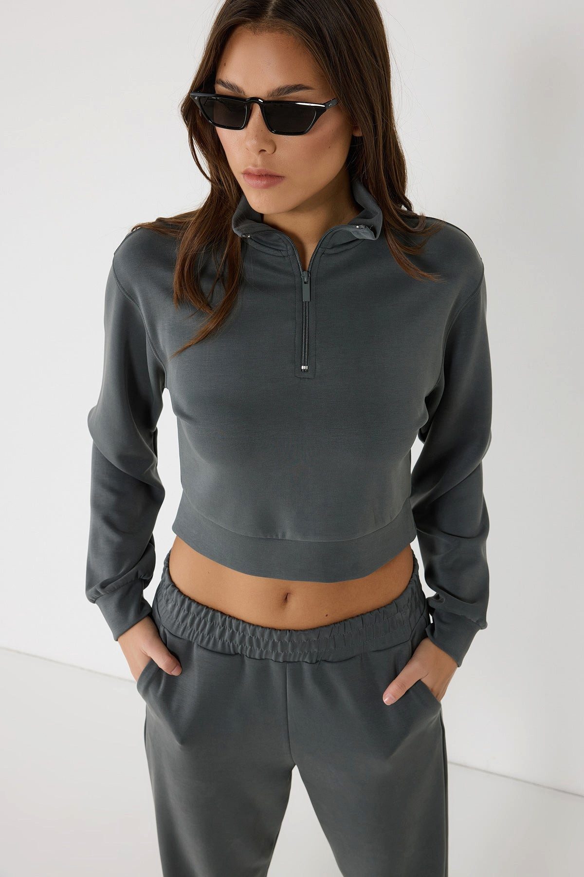 No Matter What Kapuzensweatshirt Crop-Sweatshirt mit Reißverschluss