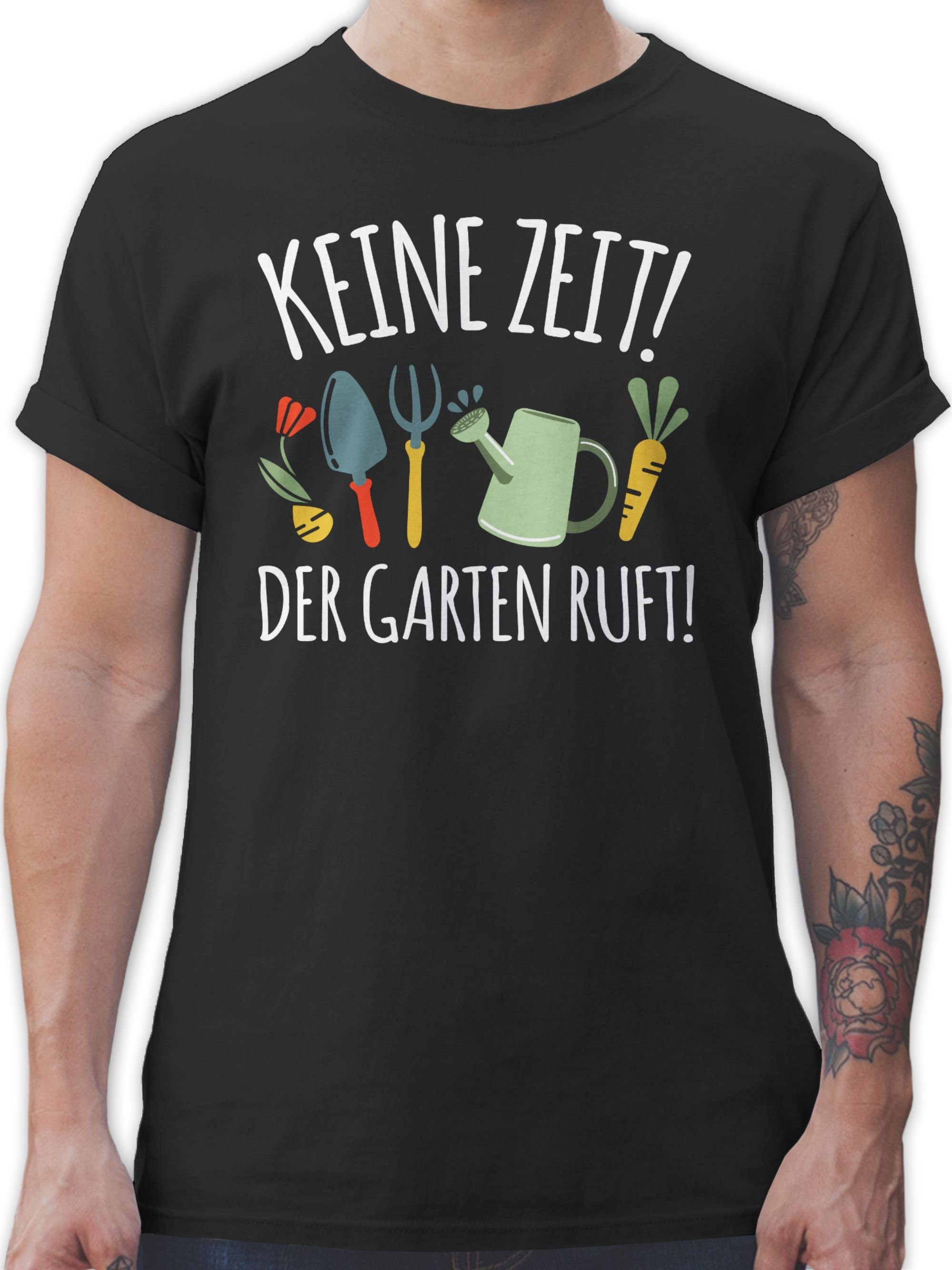 Keine Garten Schwarz Der Hobby Shirtracer Zeit! - Outfit T-Shirt ruft weiß 1