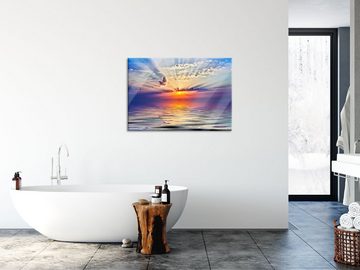 Pixxprint Glasbild Sonnenaufgang im Meer, Sonnenaufgang im Meer (1 St), Glasbild aus Echtglas, inkl. Aufhängungen und Abstandshalter