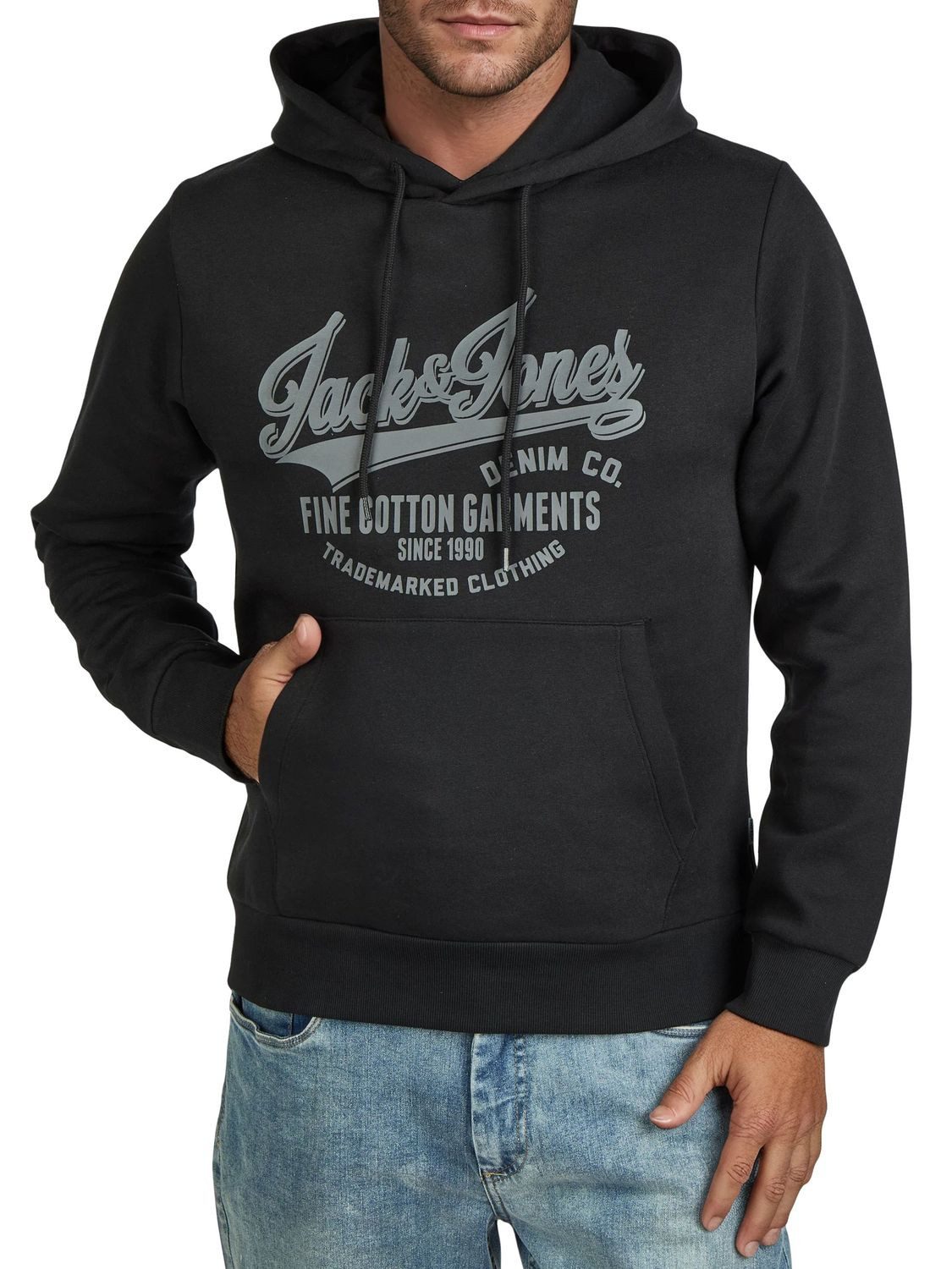 Jack & Jones Kapuzenpullover Herren Hoodie JJEADRIAN Regular Fit Longsleeve Sweatshirt mit Kängurutasche