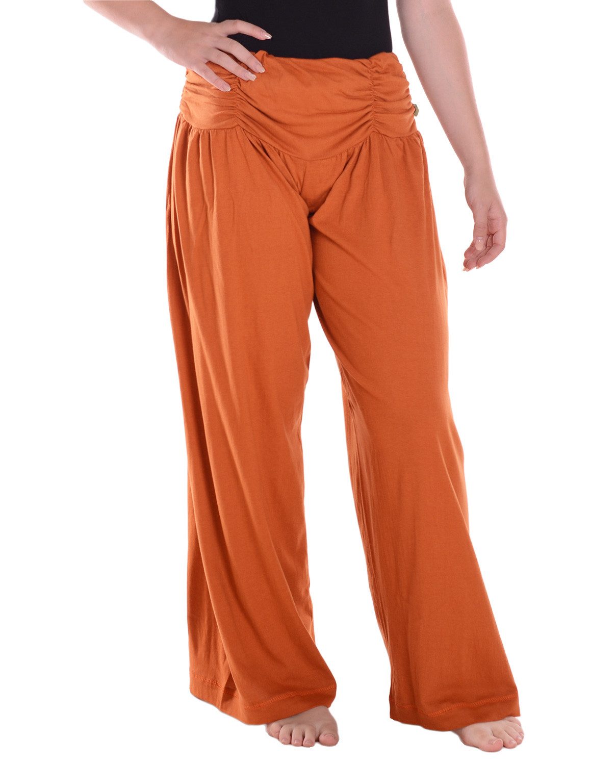 Vishes Jerseyhose Sommerhose Damen Palazzo Weites Bein Raffbund Jersey Baumwolle Alternative Mode, Boho, Hippie, Ethno, Festival