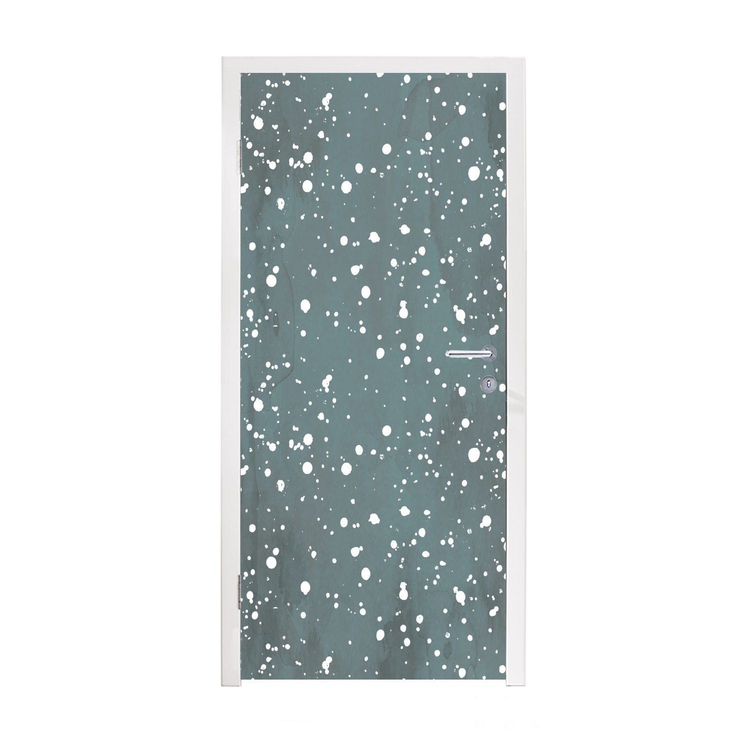 MuchoWow Türtapete Polka dots - Grün - Weiß, Matt, bedruckt, (1 St), Fototapete für Tür, Türaufkleber, 75x205 cm