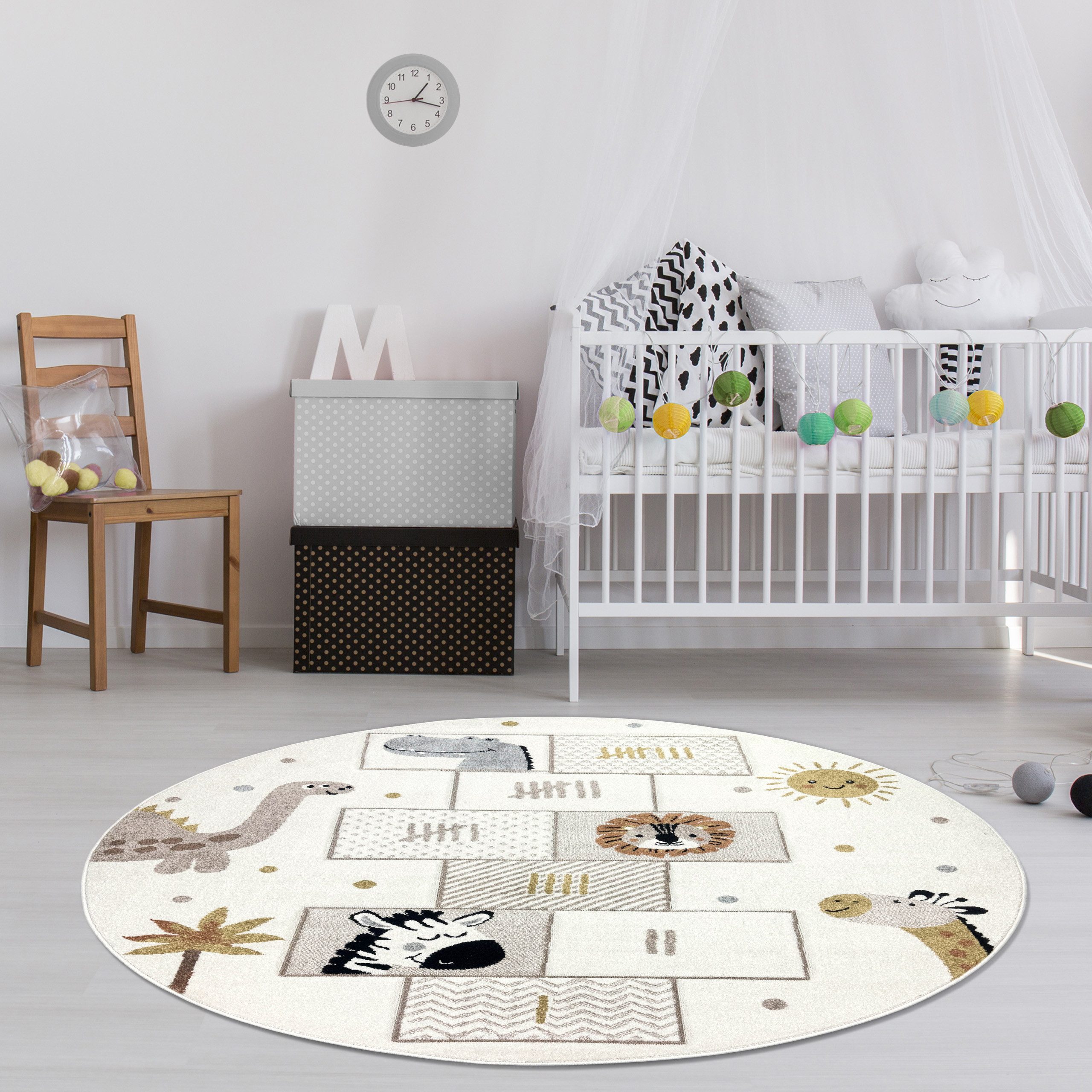 TeppichHome24 Kinderteppich Kinderteppich mit Hüpfspiel & Tieren Weich & St günstig online kaufen