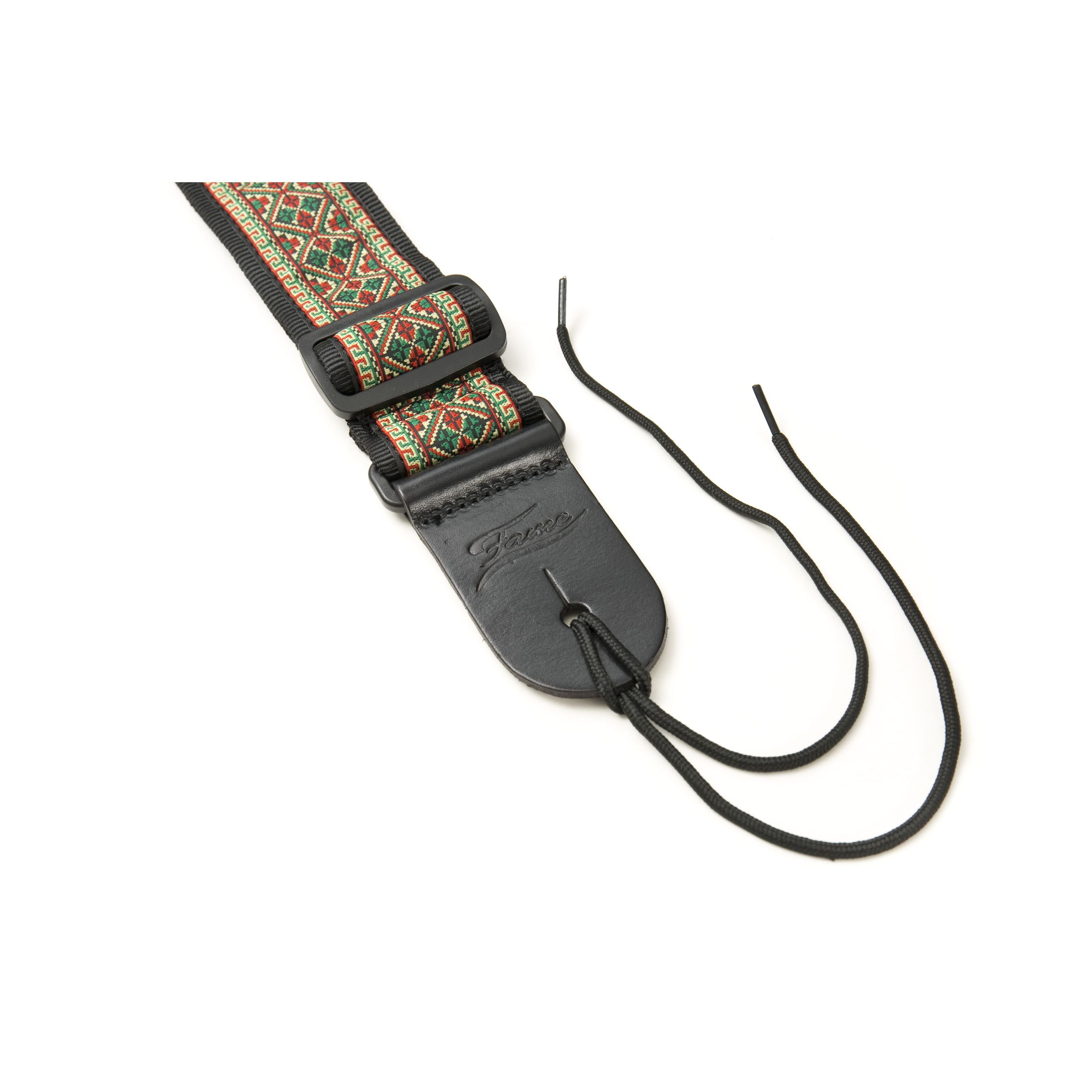 FAME Gitarrengurt, Weave Series, Baroque Pattern, Red/Green