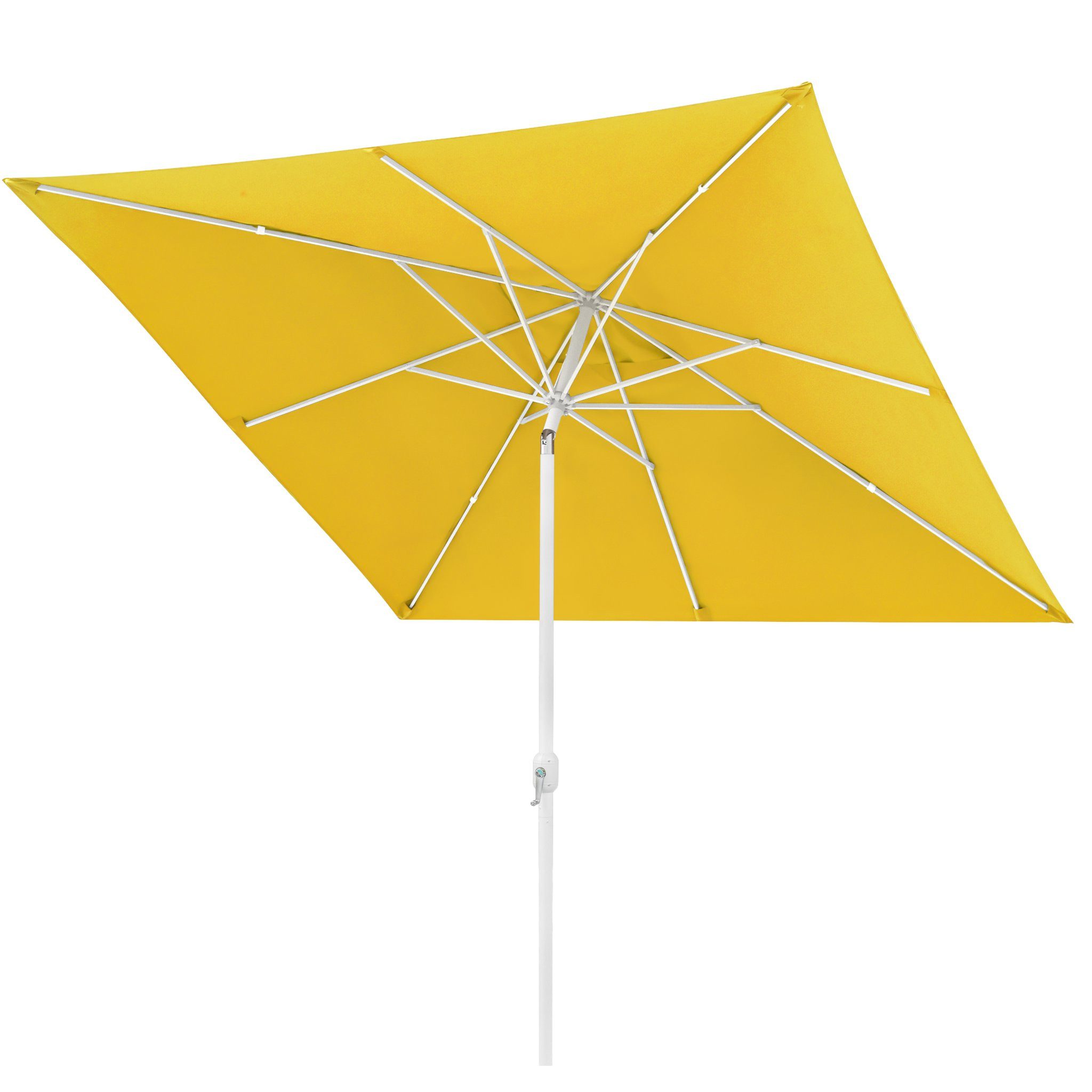 paramondo Sonnenschirm Sonnenschirm 3x3m quadratisch gelb Garten Kurbel Gestell weiß, LxB: 300x300 cm, Quadratische Form mit Knickfunktion & Kurbel