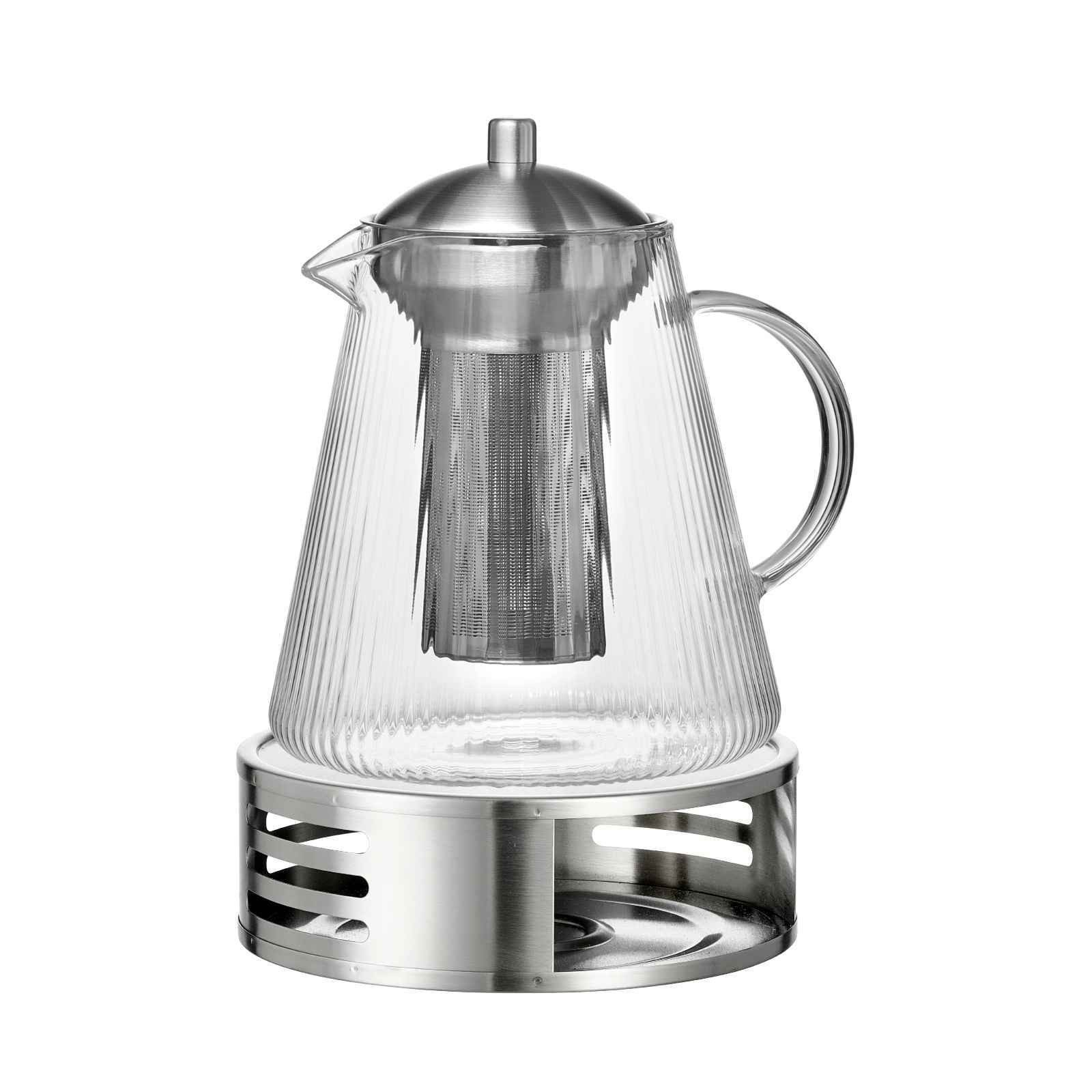 Ritzenhoff & Breker Teekanne Jive Teekanne mit Sieb & Stövchen 1,5 l, 1500 l, (1x Teekanne, 1x Stövchen, 2-St)