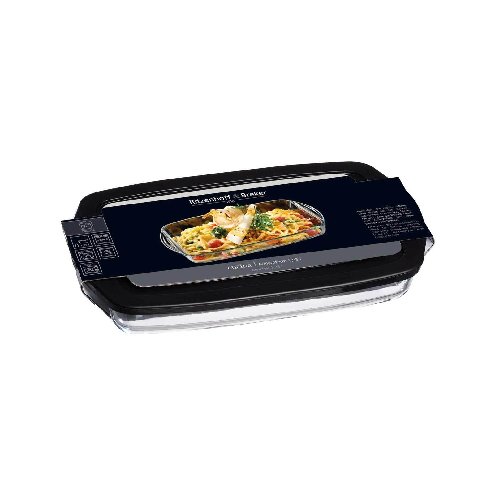 Ritzenhoff & Breker Auflaufform Cucina Auflaufform mit Frischhaltedeckel, Glas