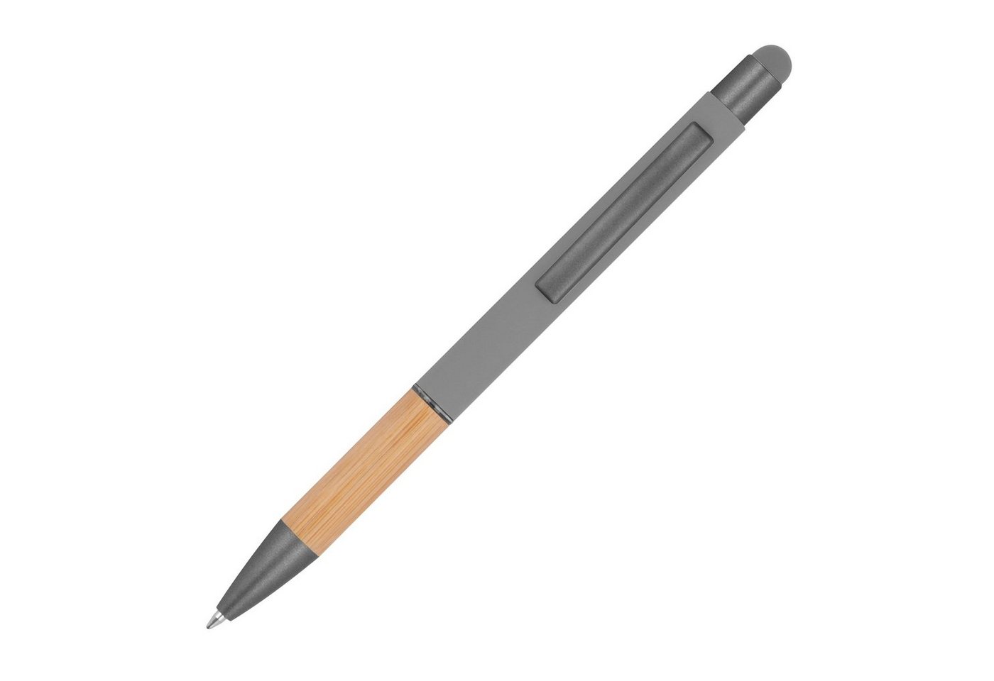 Thumbnail - Macma Kugelschreiber 10 Touchpen Kugelschreiber mit Griffzone aus Bambus / Farbe: grau