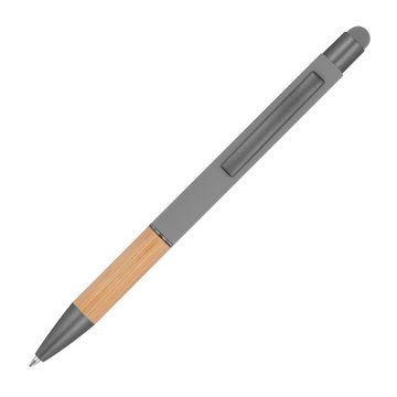Livepac Office Kugelschreiber Touchpen Kugelschreiber mit Griffzone aus Bambus / Farbe: grau
