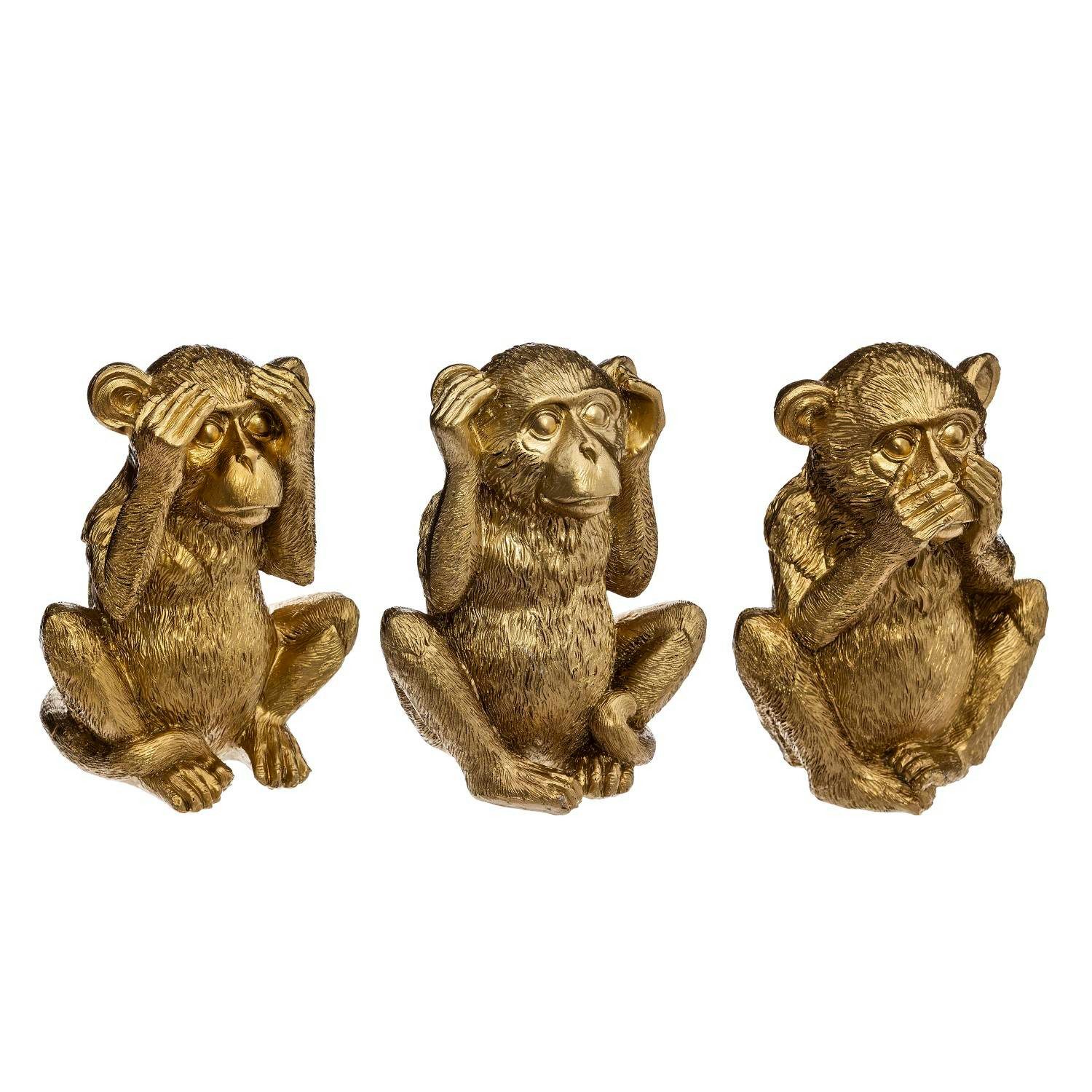 Atmosphera Créateur d'intérieur Dekofigur Dekofiguren AFFEN, 3 Stück, Polyresin, H. 17 cm, golden (Deko-Objekt, Deko-Objekt)