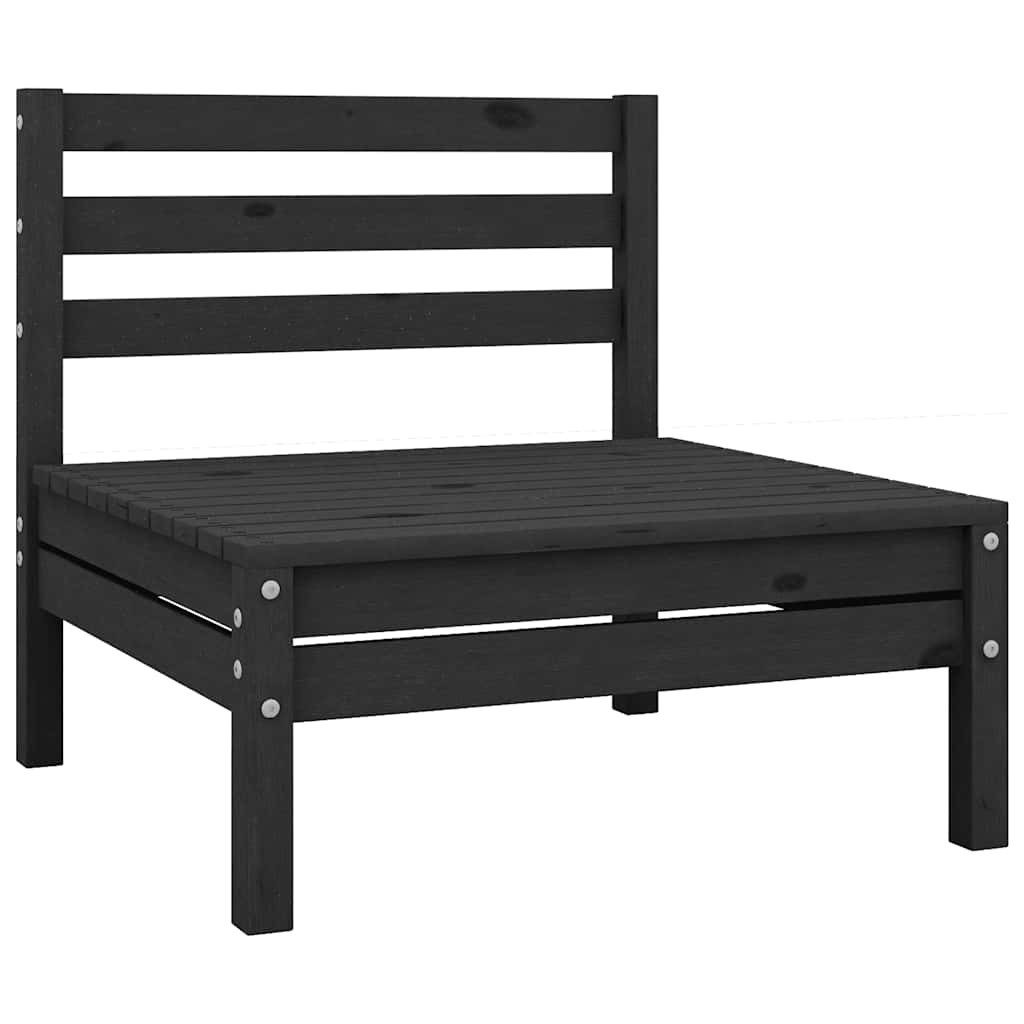 furnicato Gartensofa Garten-Mittelsofa Schwarz Massivholz Kiefer, 1 Teile