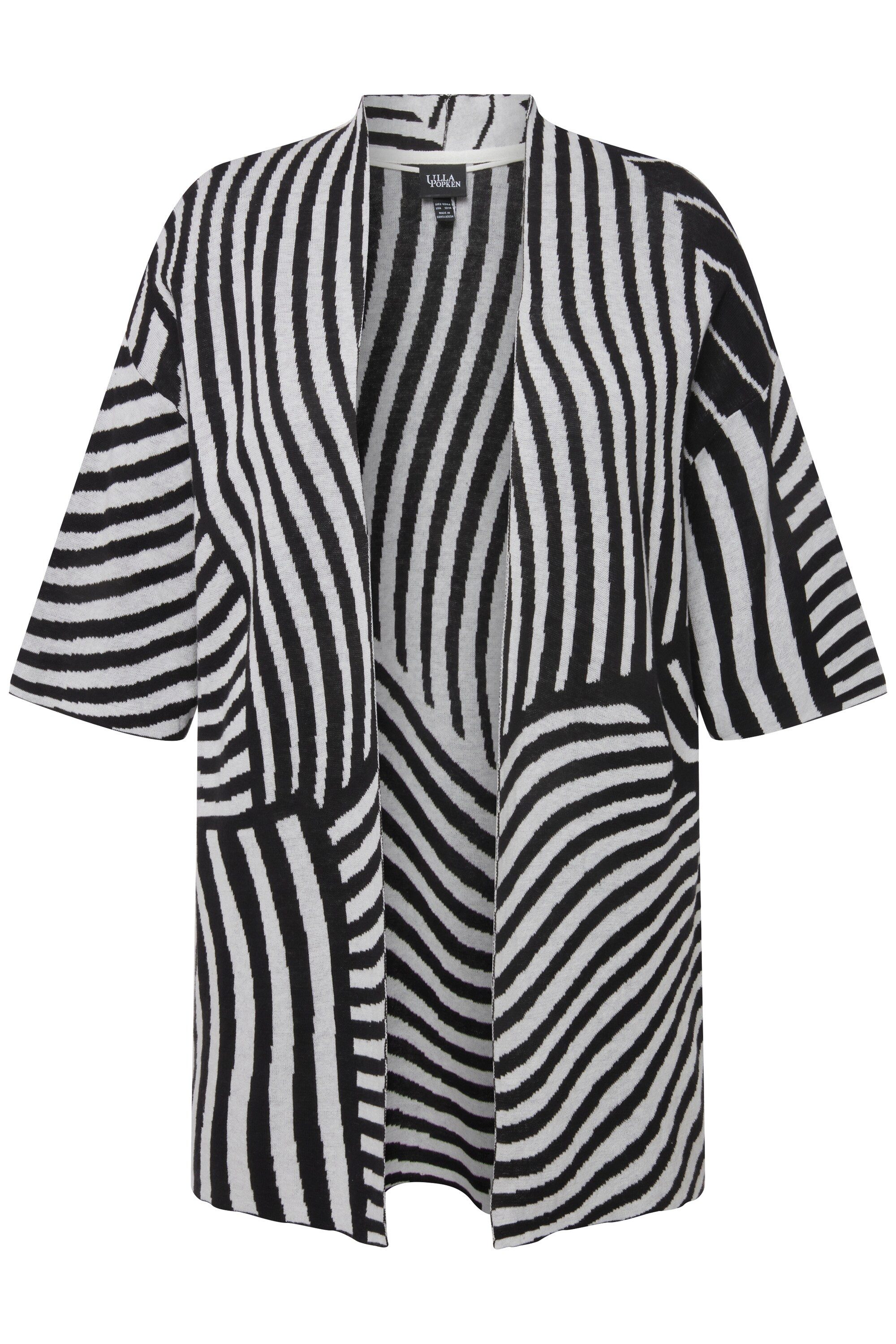Ulla Popken Strickjacke Strickjacke Jacquard-Feinstrick Stehkragen günstig online kaufen