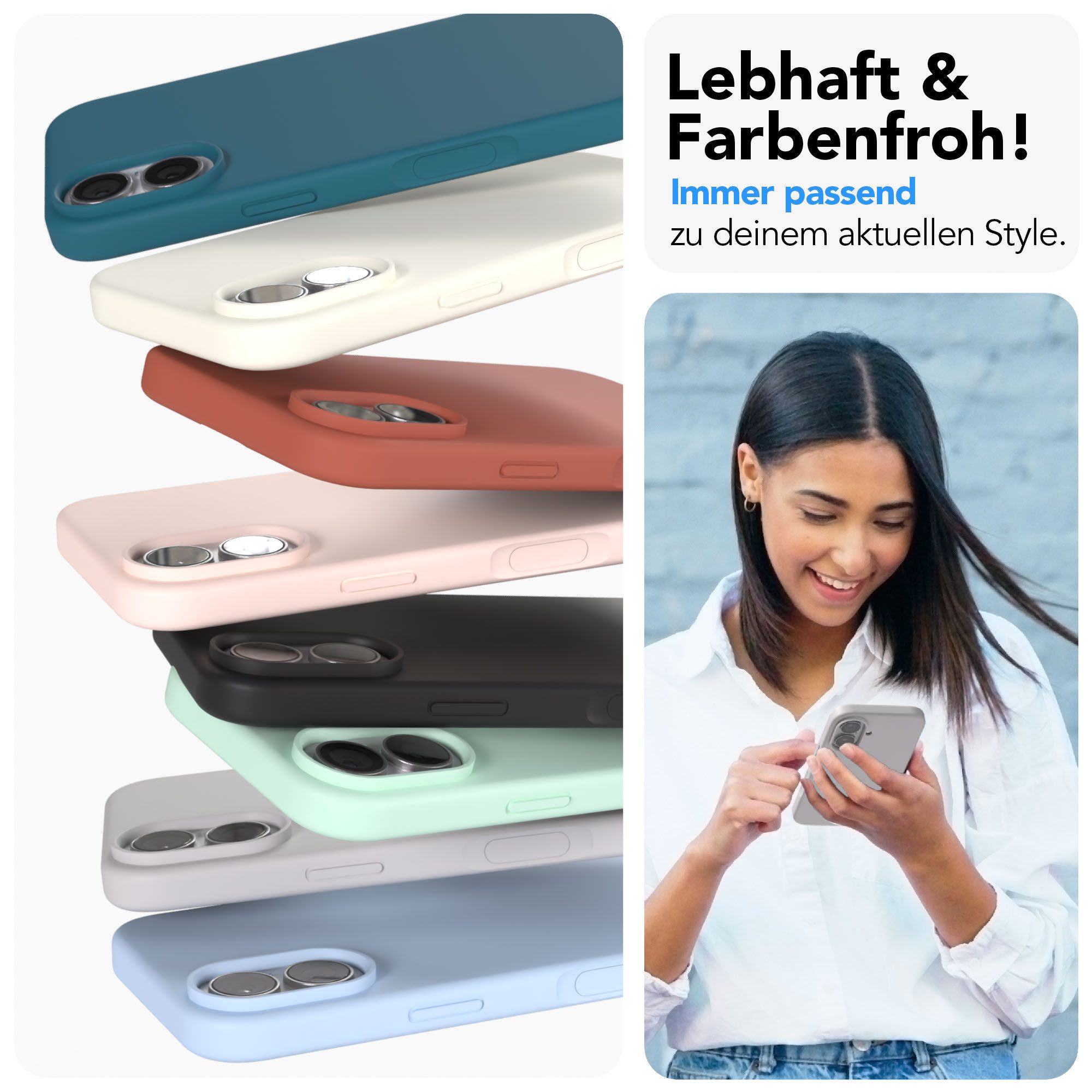 EAZY CASE Handyhülle für Apple iPhone 17 Hülle Silikon 6,3 Zoll, Handy Softcase Hülle Silikon mit Displayschutz Case Hellgrau