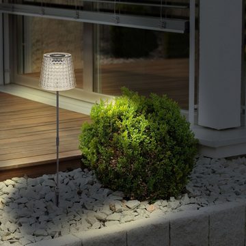 bmf-versand LED Solarleuchte Solarleuchte Garten Erdspieß Solarlampe LED Außenleuchte Solar Grau