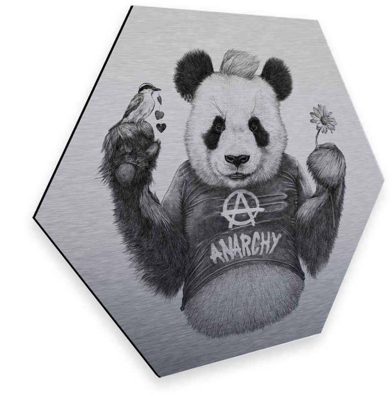 Wall-Art Metallbild Türschild Panda Bär Silber Deko, Menschen (1 St), vintage Metallschild