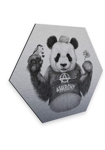 Wall-Art Metallbild »Türschild Panda Bär Silber...