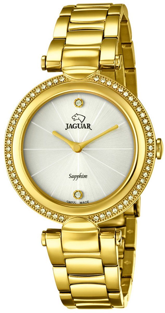JAGUAR Quarzuhr Jaguar Damen Uhr Fashion J830/1 Edelstahl, (Analoguhr),  Damen Armbanduhr rund, Edelstahlarmband gold, Fashion