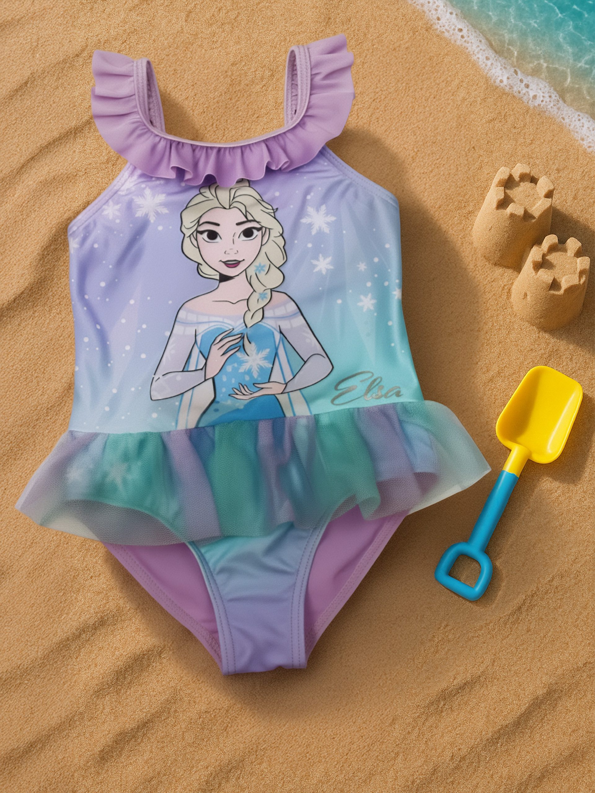 United Labels® Badeanzug Disney Die Eiskönigin Badeanzug mit Rüschen Elsa Frozen Einteiler – Bild 3 von 5