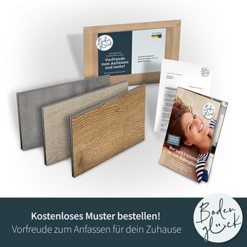 Bodenglück Vinylboden Klick-Vinyl Eiche Greetsiel, Braun, natürliche Holzoptik mit Trittschalldämmung, 1210 x 228 x 5 mm, Paketpreis für 2,21m², TÜV geprüft