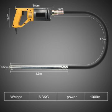 Randaco Innenrüttler 1000W Betonrüttler, 1.5m, 5000U/min, 230V Ø 35 mm Elektro, Schlauchlänge: 150 in cm, (Set), Superleistung, Langlebig