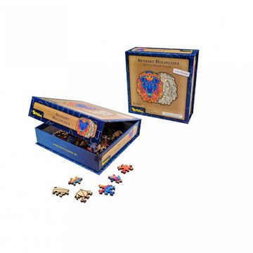 Philos Spiel, Artefakt Holzpuzzle 2 in 1 Löwe - 177 Teile - in magnetischer Klappschachtel