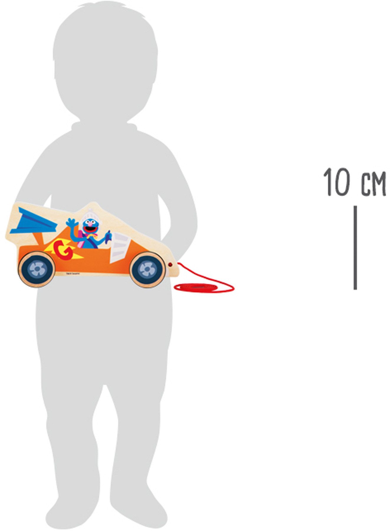 Small Foot Nachziehspielzeug Zieh-Rennauto Grobi Sesamstraße, (Holz, 1-tlg), ca. 20 x 4,5 x 10 cm