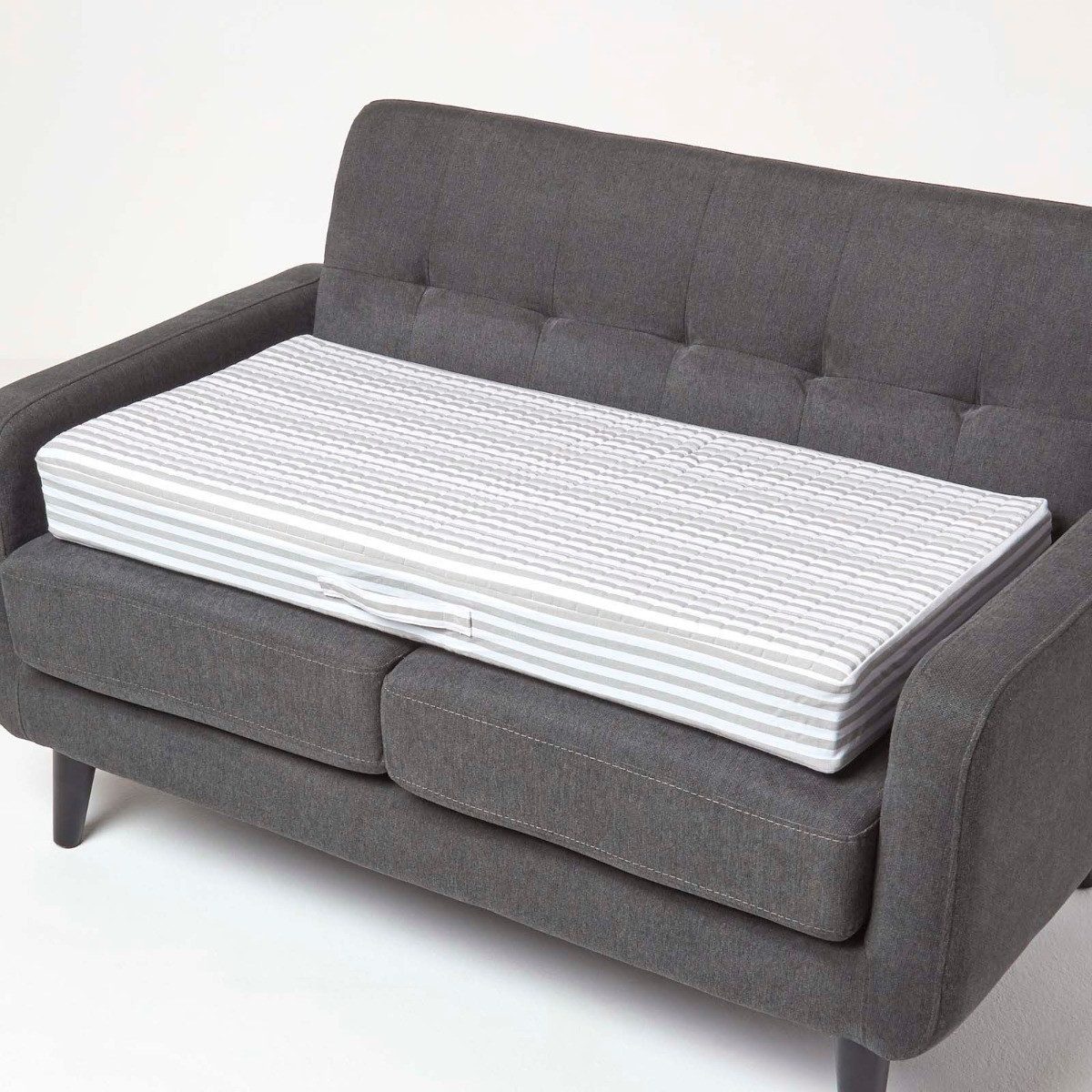 Homescapes Sitzkissen Sofa-Auflage 100 x 50 cm - orthopädisches Sitzkissen grau gestreift
