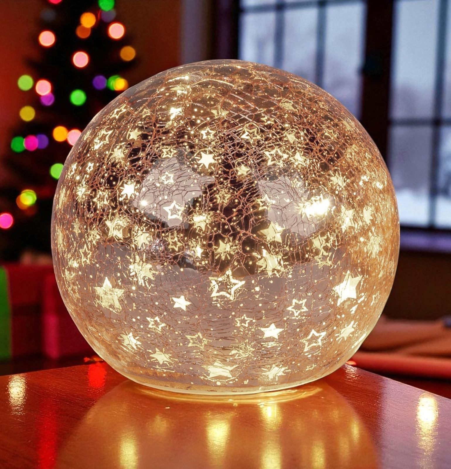 formano LED Dekolicht Glas-Kugel Sterne Rose-Gold 12 cm Timer 6h/18h Weihna günstig online kaufen