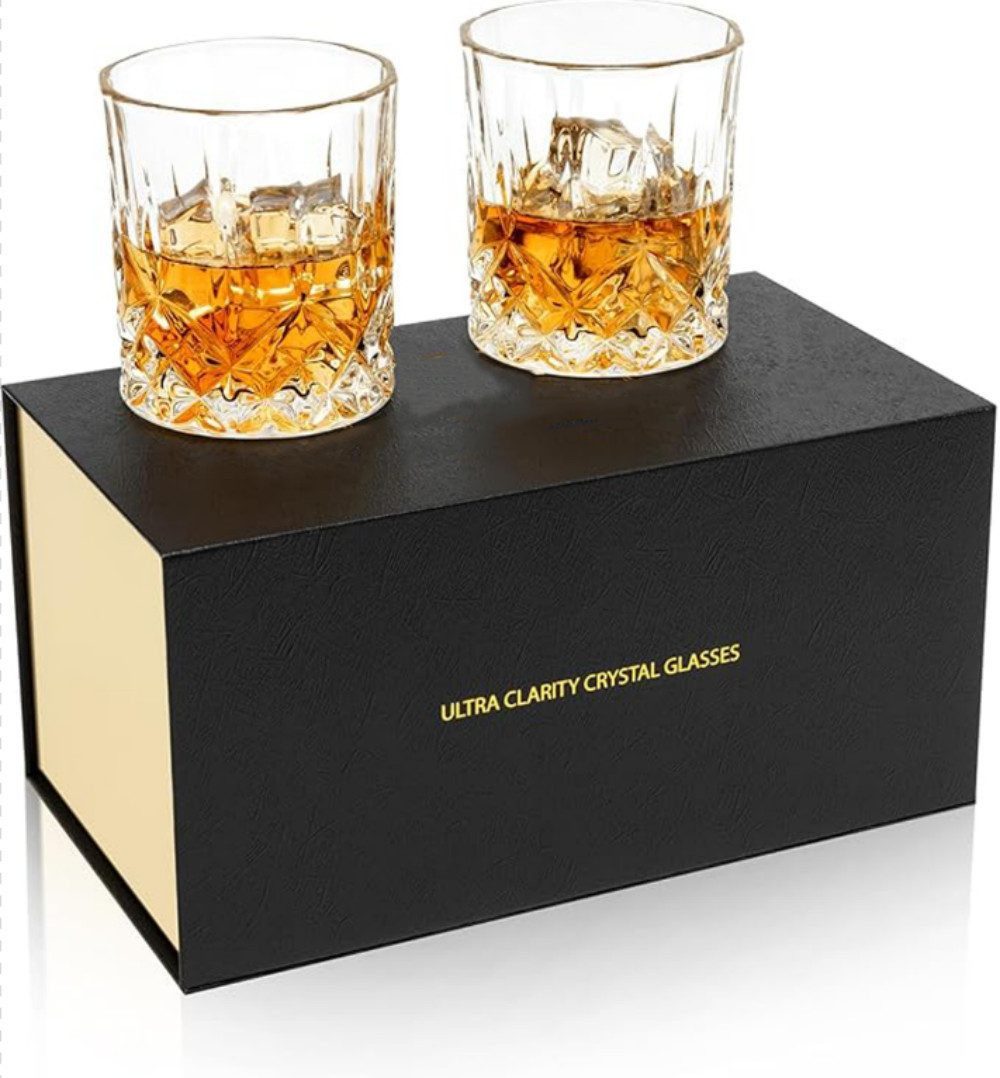 FELIXLEO Tumbler-Glas Whiskygläser 10 oz schwerer Boden altmodisches Rum-Wodka-Geschenkset, 2-tlg.