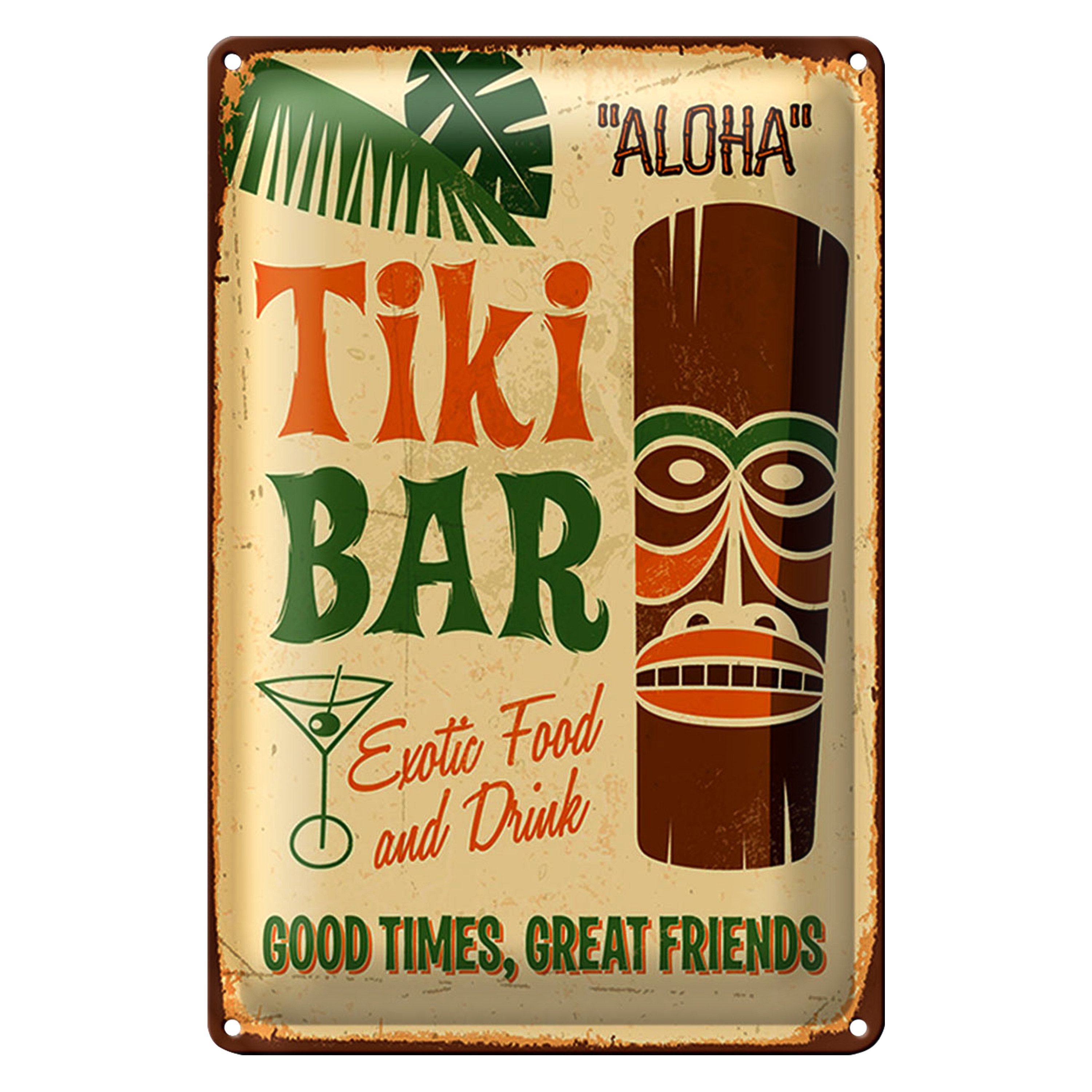 Roomando Metallschild 30x40cm Tiki Bar Aloha Exotic Food