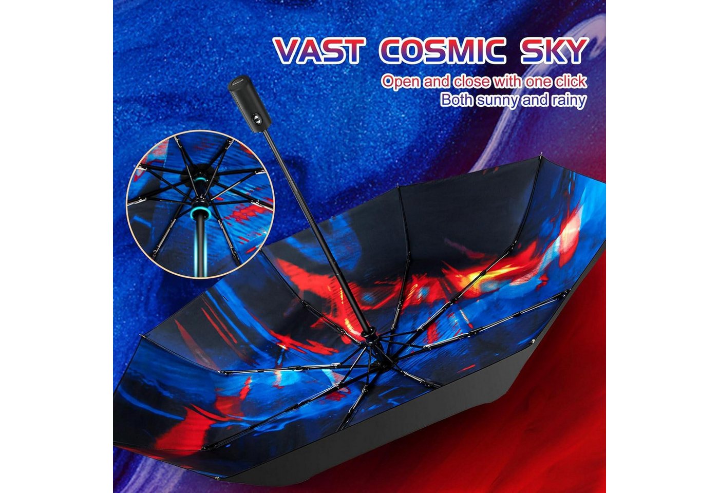 Thumbnail - LuxusKollektion Sonnenschirm Kompakter UV-geschützter Faltregenschirm mit niedlichen Aufdrucken