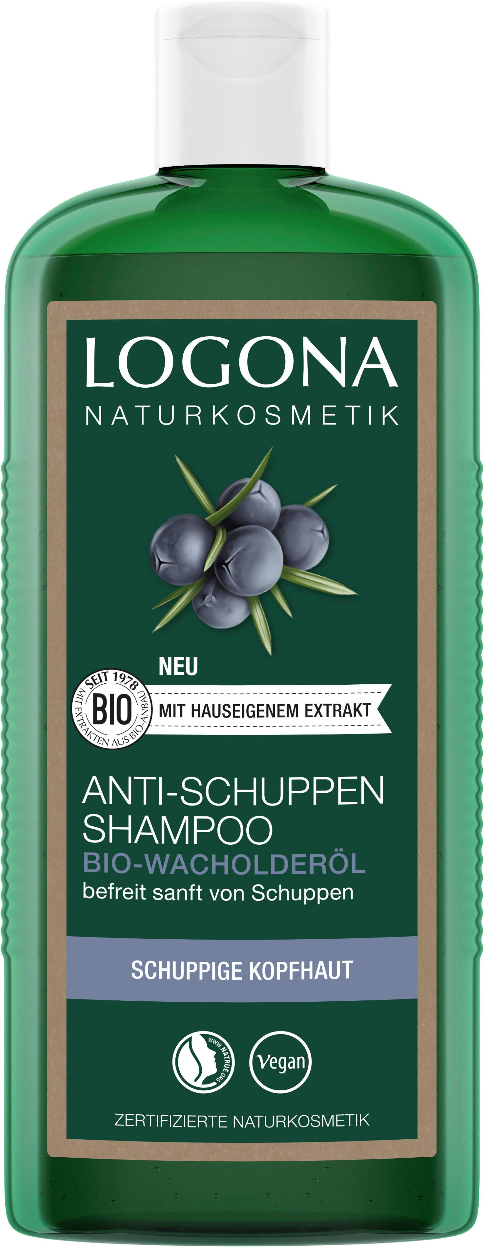 regelmäßig Shampoo Logona von angewendet Haarshampoo Schuppen Neubildung Anti-Schuppen Verhindert Bio-Wacholder, LOGONA