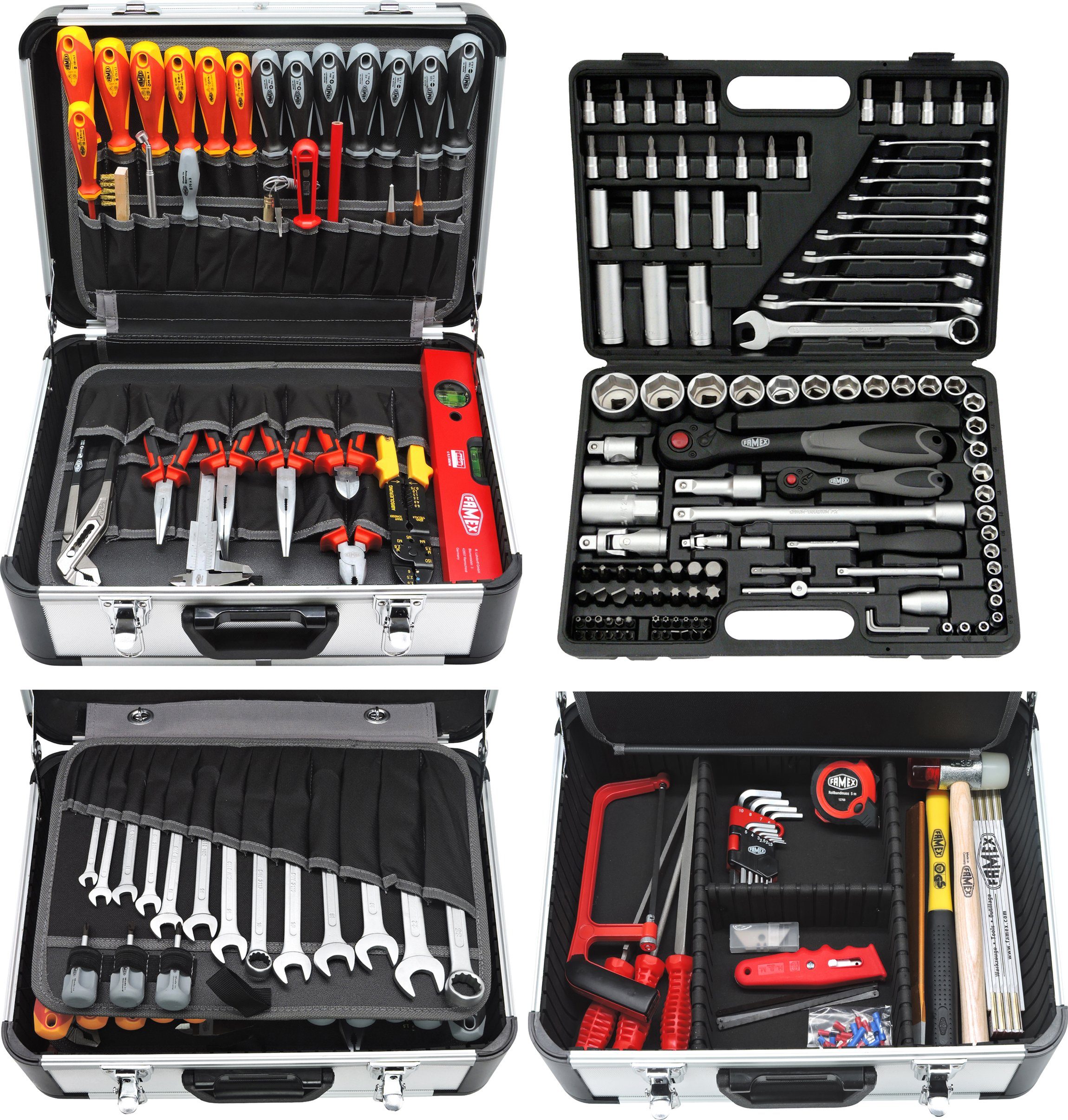 FAMEX Werkzeugset 419-43 Profi Alu Werkzeugkoffer mit Werkzeug Set - PROFESSIONAL, (275-St), Hochwertiges Sortiment