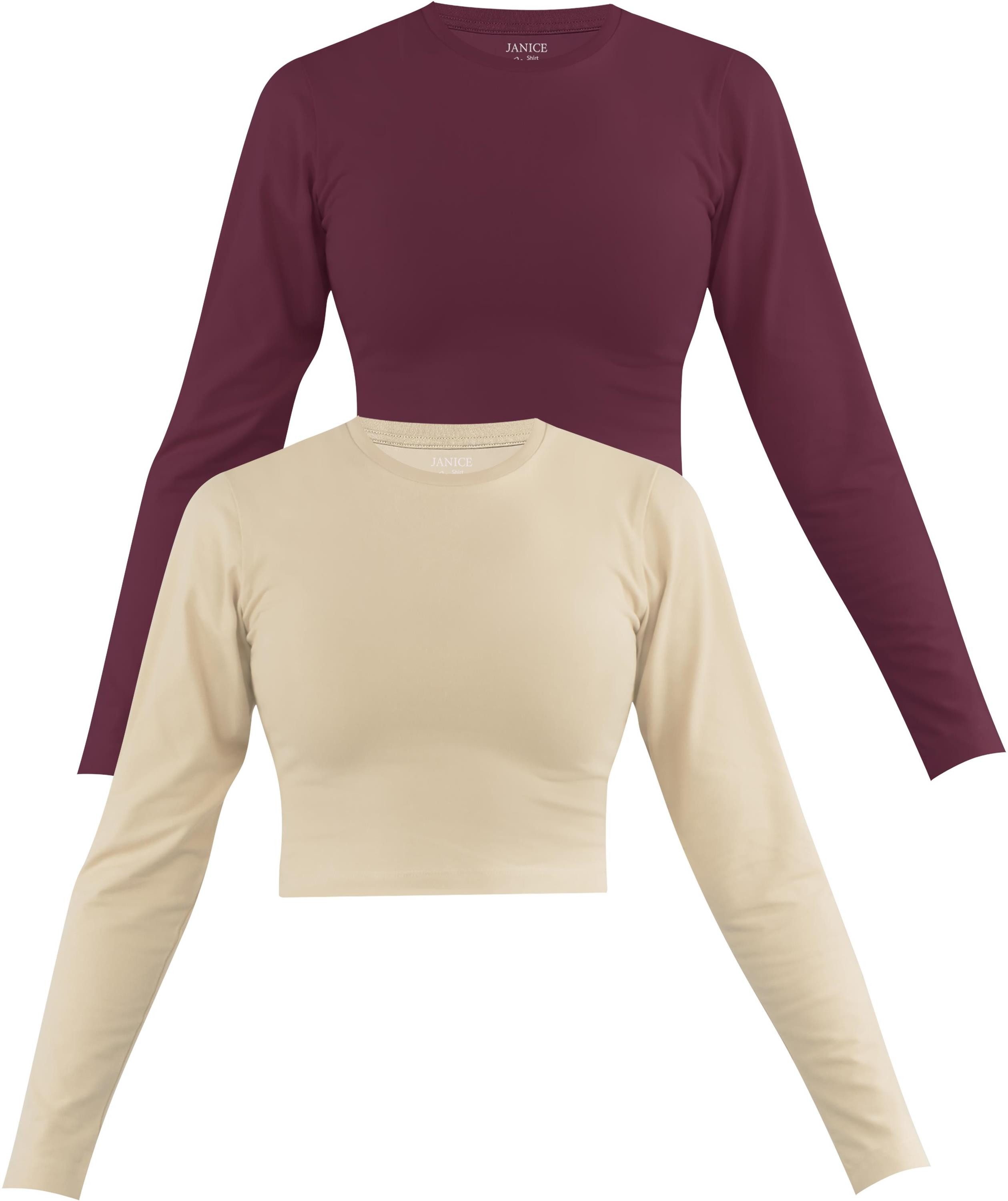 Janice Langarmshirt 2 x Damen crop günstig online kaufen