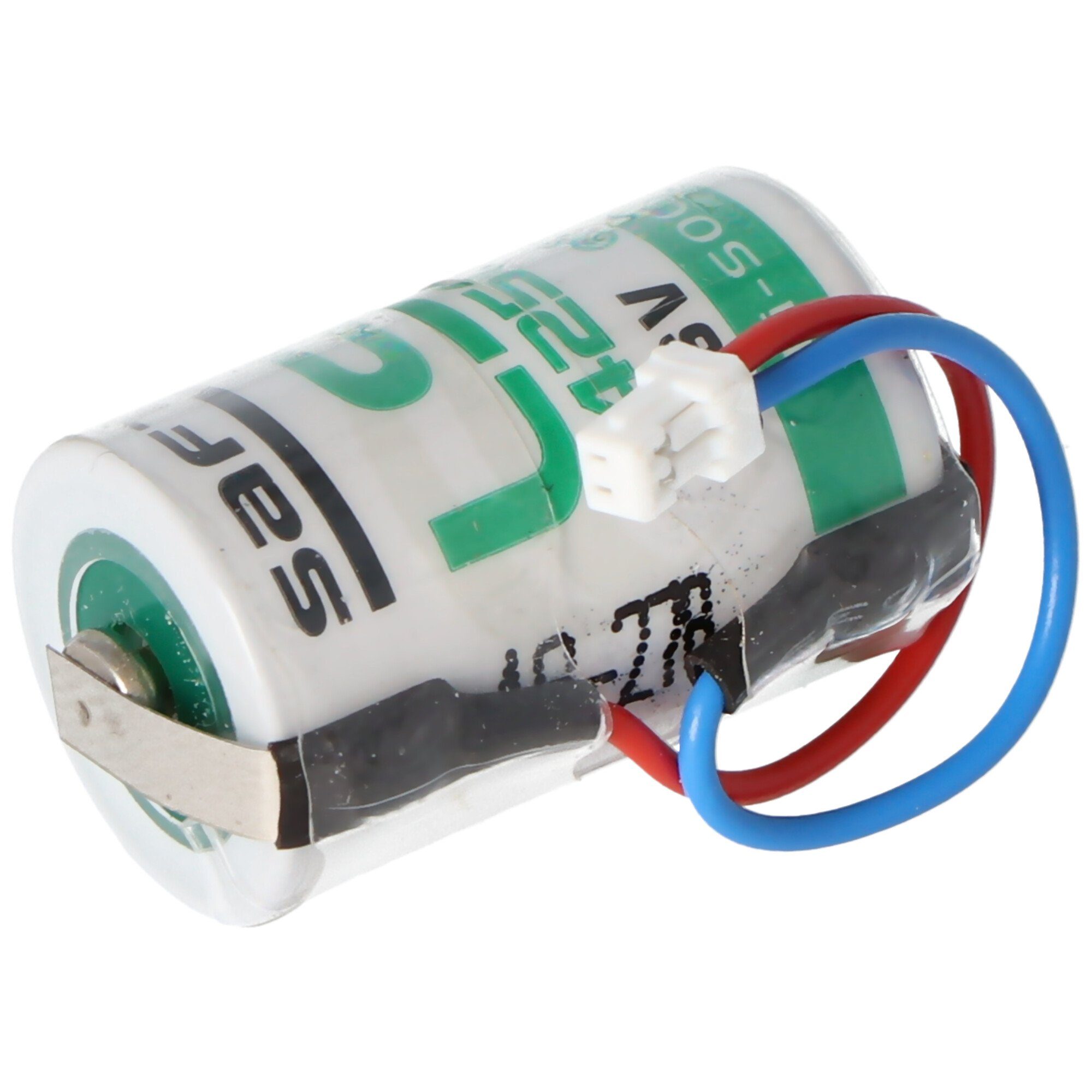 Kabel mit an Batterie, Stecker und mittig Saft Saft Lithium de Batterie LS14250 V) 3,6V (3,6