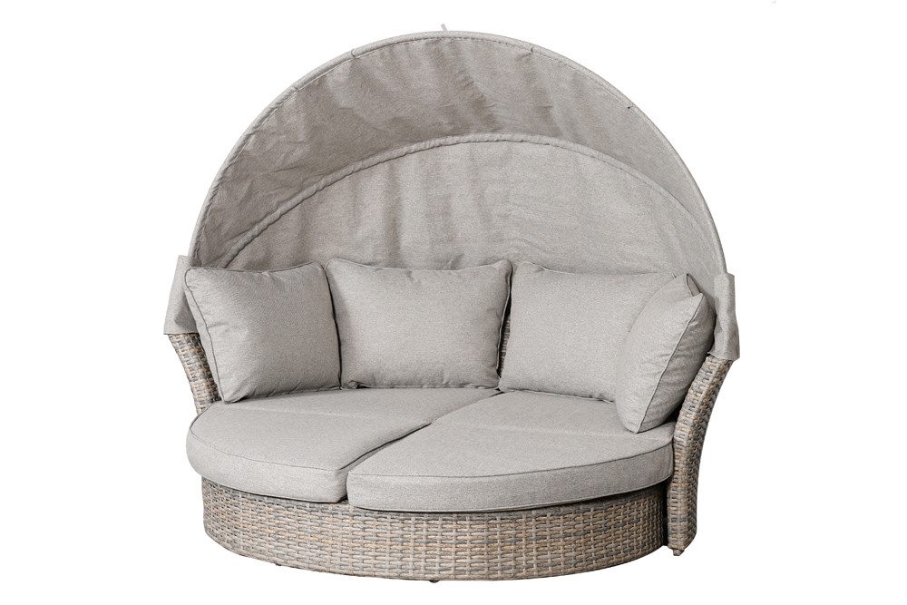 riess-ambiente Loungebett SEATTLE 195cm greige - Polyrattan, Aluminium, Flachgewebe, Outdoor, Einzelartikel 1 Teile, Drehbare Sonneninsel - ideal für Garten, Balkon und Terrassen