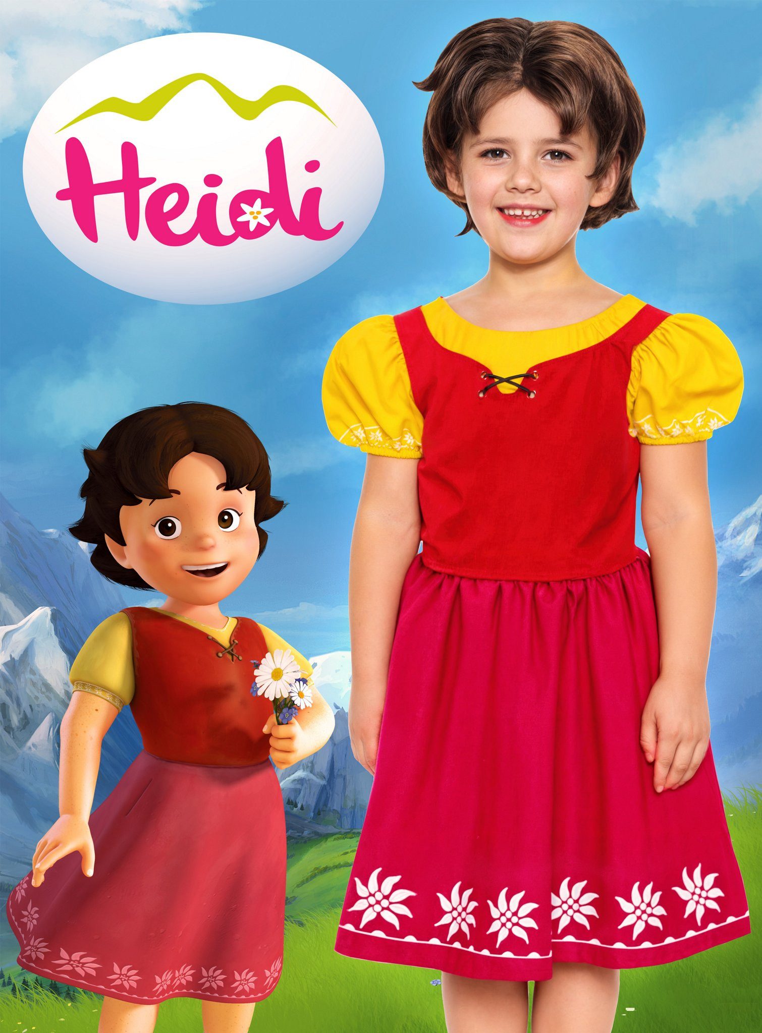 Maskworld Kostüm-Perücke Heidi Kinderperücke - Kostüm Perücke für Fasching, Original lizenziertes Kinderperücke zur Animationsserie
