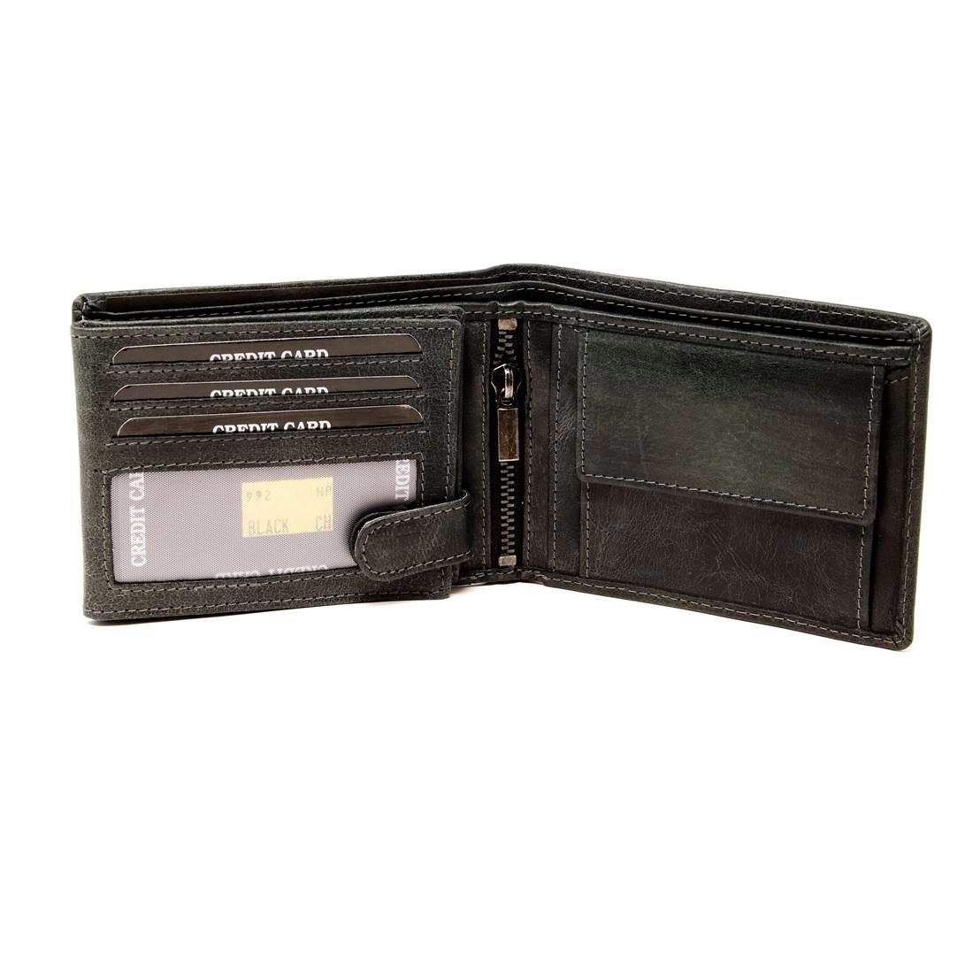 SHG Geldbörse Leder Münzfach Börse Portemonnaie, mit Schutz Herren Büffelleder Brieftasche Lederbörse Männerbörse RFID