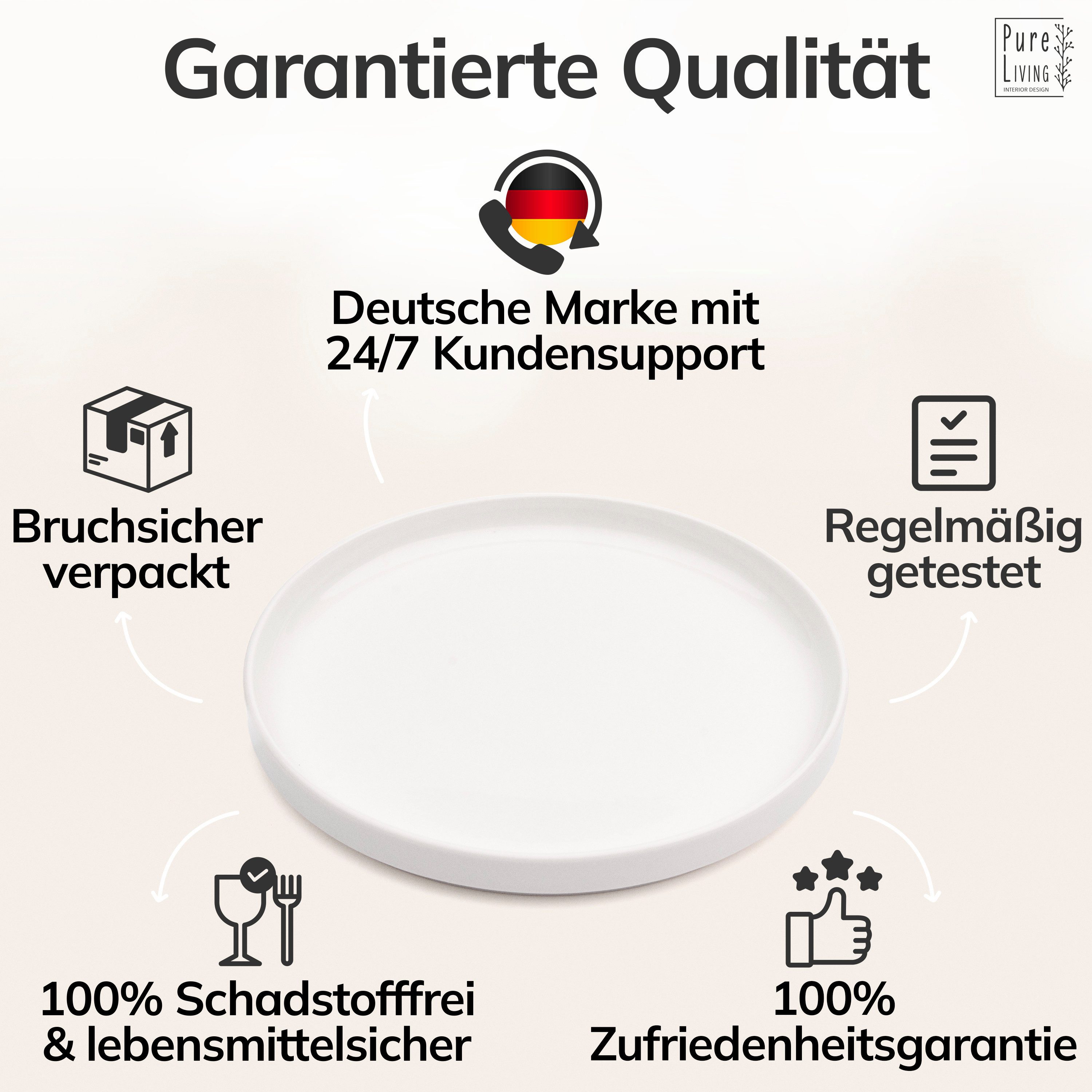 PURE LIVING INTERIOR DESIGN Geschirr-Set Crystal Dessertteller, Frühstückteller, 6er-Set, 20 cm, Weiß (6-tlg), 6 Personen, Porzellan – Bild 5 von 5