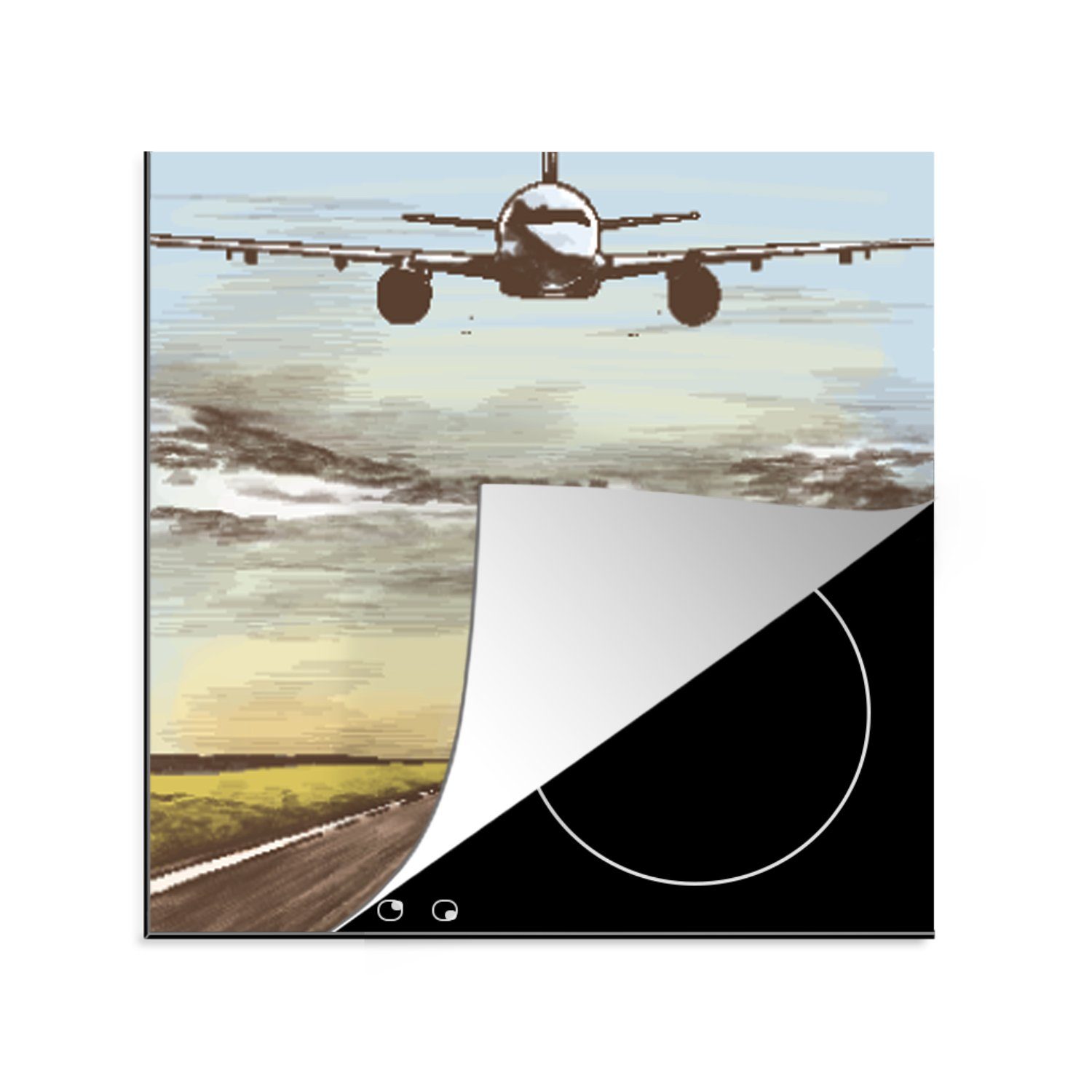 MuchoWow Herdblende-/Abdeckplatte Flugzeuge - Himmel - Sonne, Vinyl, (1 tlg), 78x78 cm, Ceranfeldabdeckung, Arbeitsplatte für küche