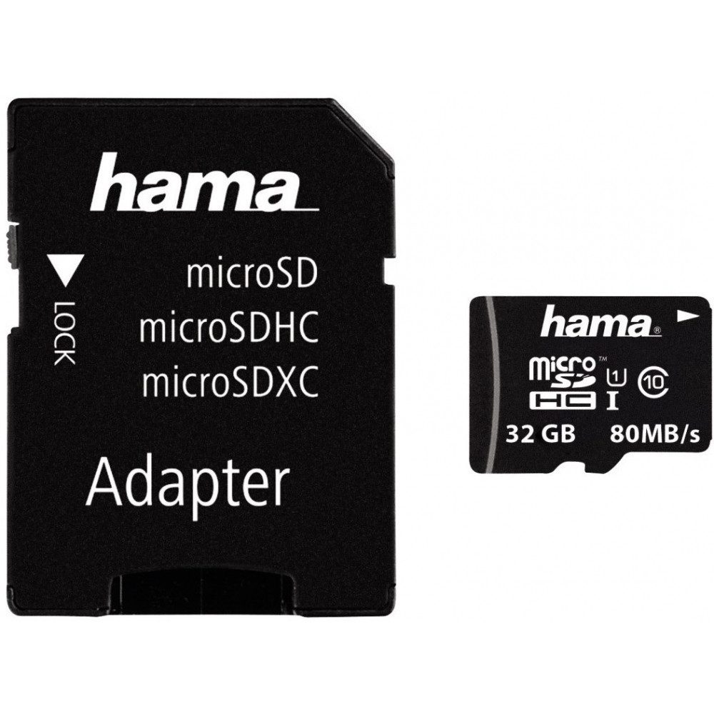 Hama microSDHC 32GB Class 10 + Adapter Micro SD-Karte