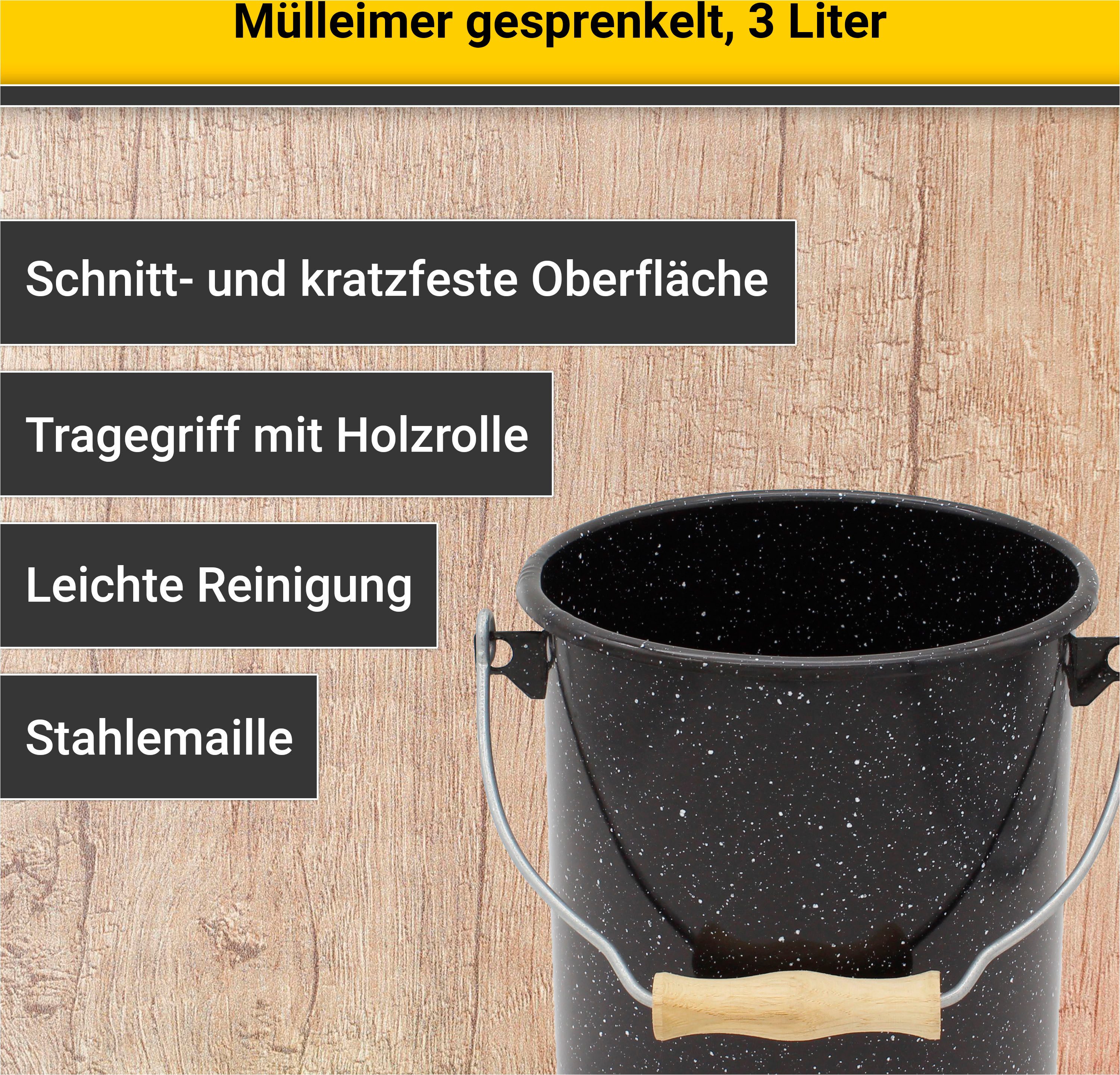 Krüger Mülleimer Emaille-Eimer mit Deckel Serie Rio, schnitt- / kratzfeste Oberfläche, bakterienabweisend, extrem langlebig