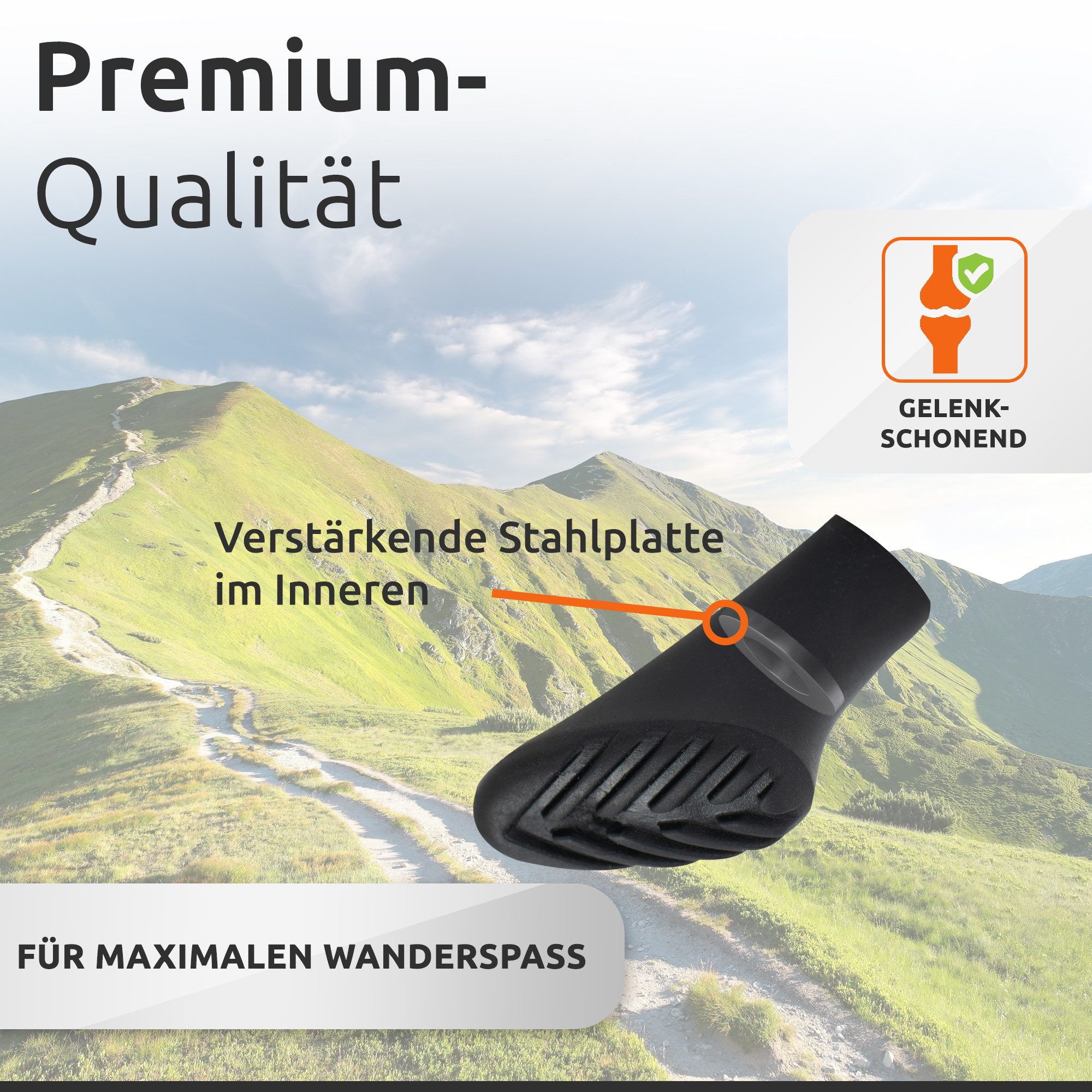ECENCE Nordic-Walking-Stöcke 12x Gummipuffer für Nordic Walking Stöcke Pads &