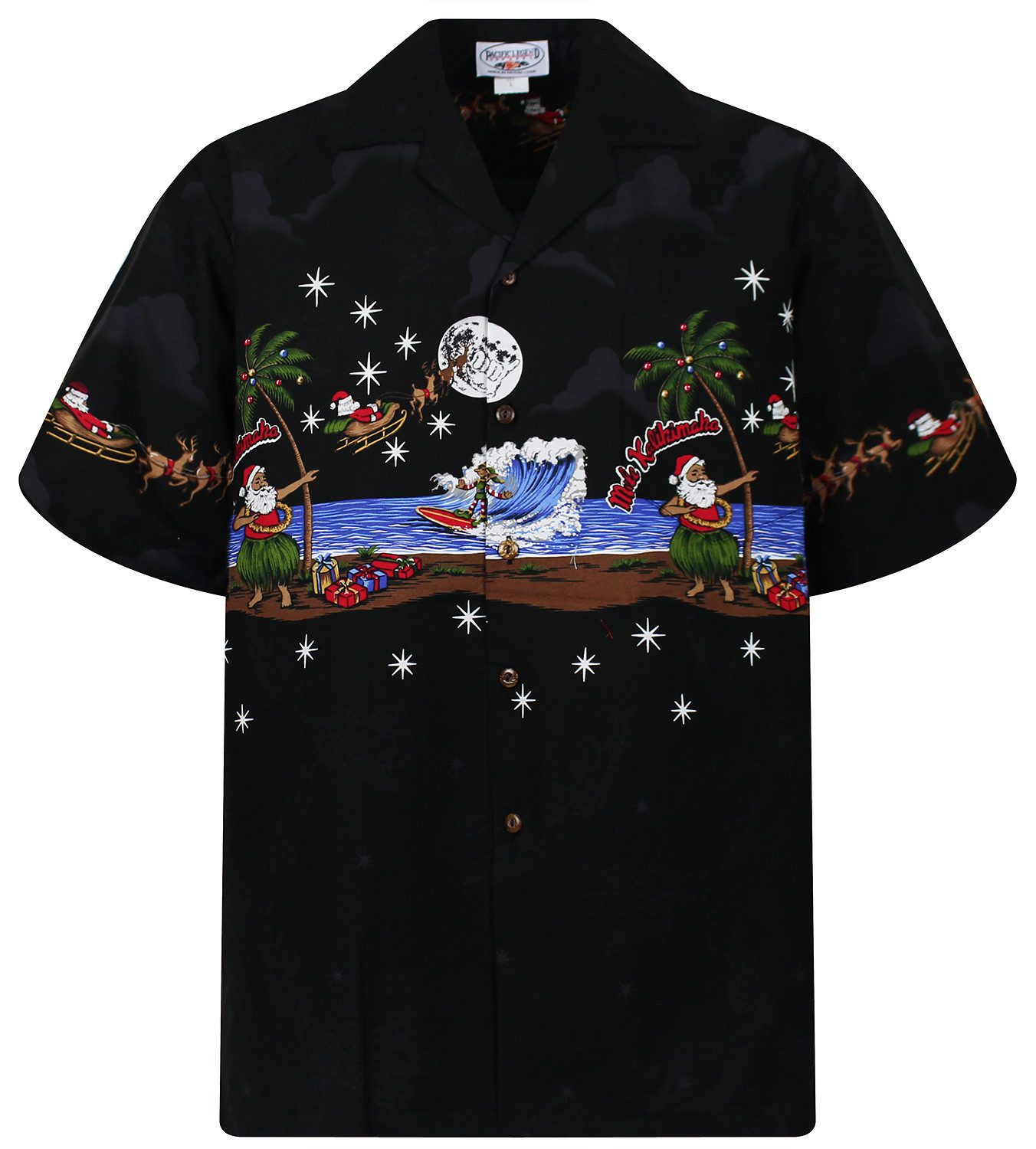 Pacific Legend Hawaiihemd Christmas Island Party Original Hawaiihemd mit 100% Kokosnuss-Knöpfen