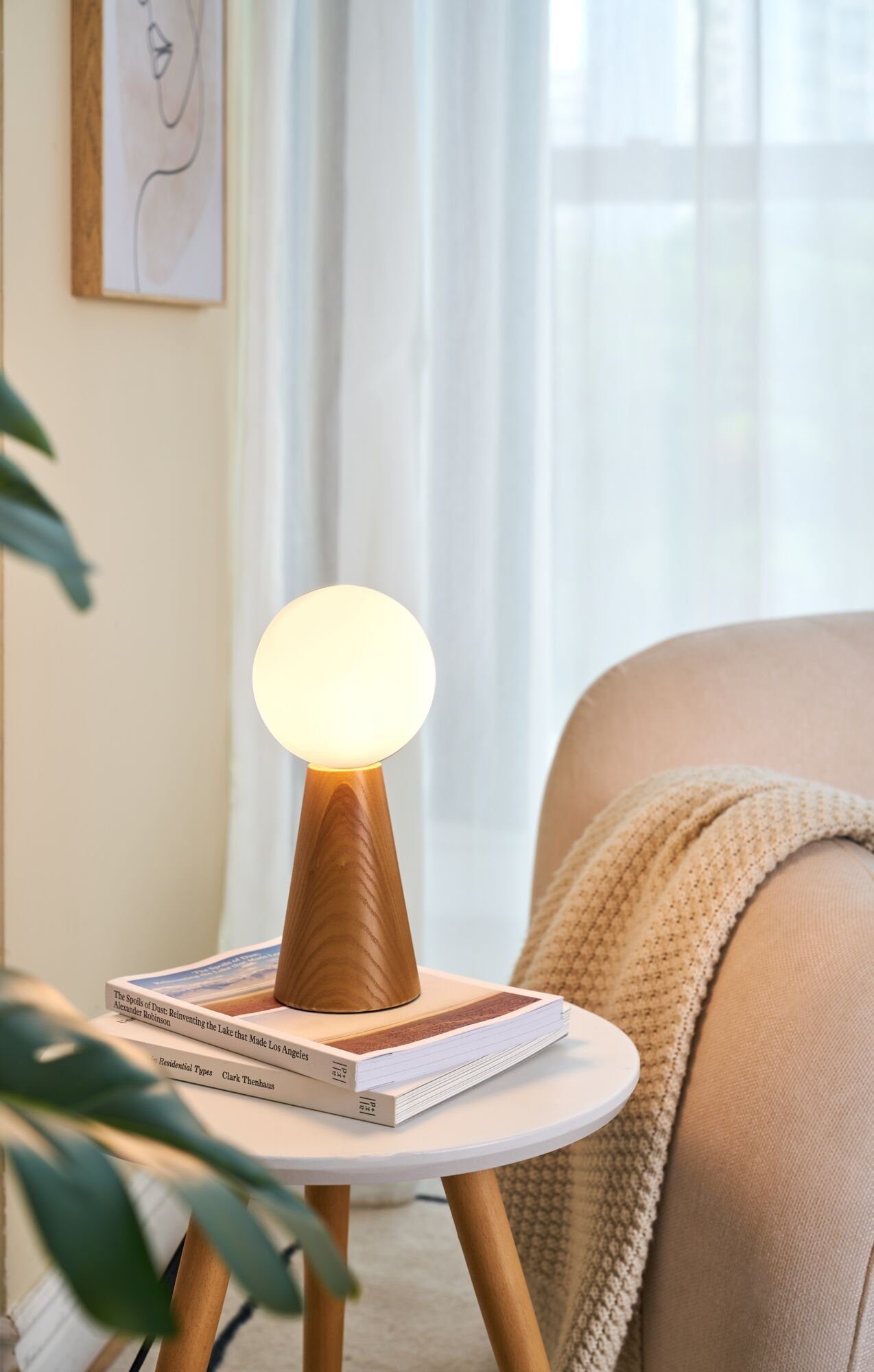 Pauleen Tischleuchte Woody Soul Glas/Eschenholz 230V max. 3,5W Weiß/Holz natur, ohne Leuchtmittel, G9