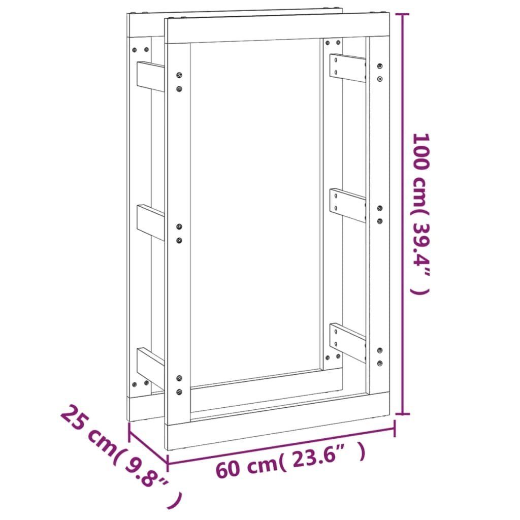 cm Massivholz Kiefer, cm 60x25x100 furnicato Kaminholzregal Honigbraun BxTxH:60x25x100