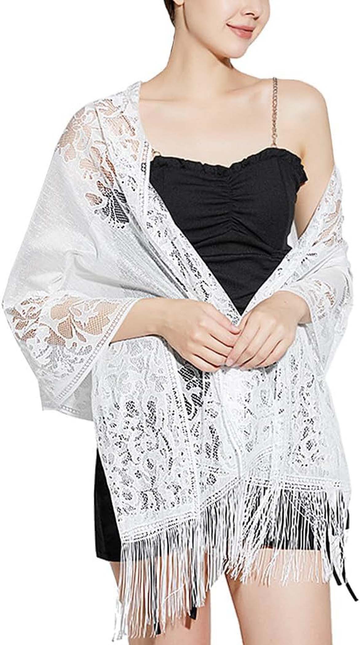 Coonoor Seidenschal Damen Blumen Umschlagtuch Umhang Schal Spitzenschal günstig online kaufen